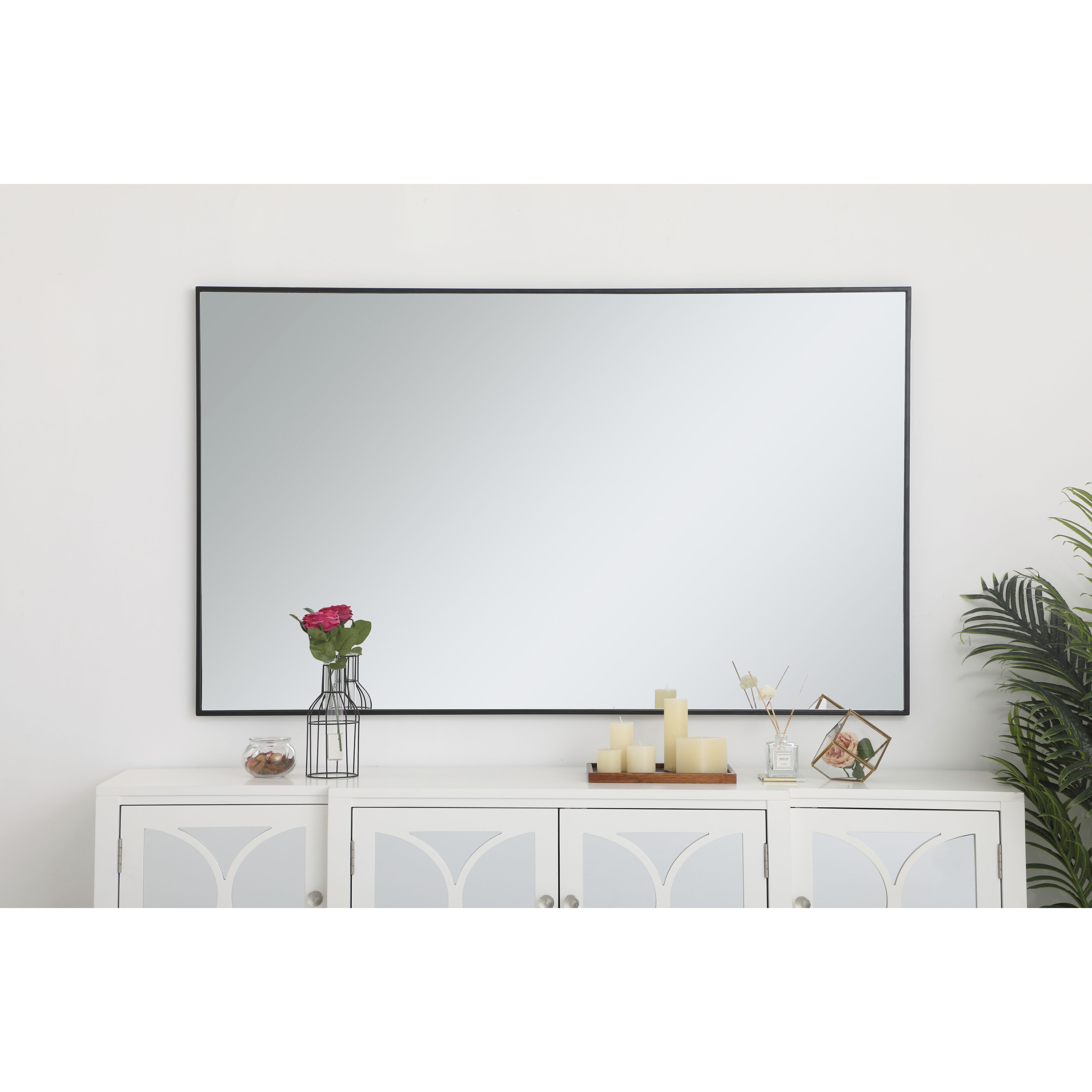 Elegant Lighting MR43660BK Monet 60 X 36 inch Black Wall Mirror