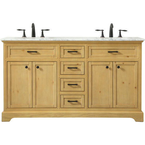Americana 60 X 22 X 35 inch Natural Wood Vanity Sink Set