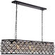 Madison 7 Light 50 inch Matte Black Island Pendant Ceiling Light in Clear, Faceted Royal Cut, Urban Classic