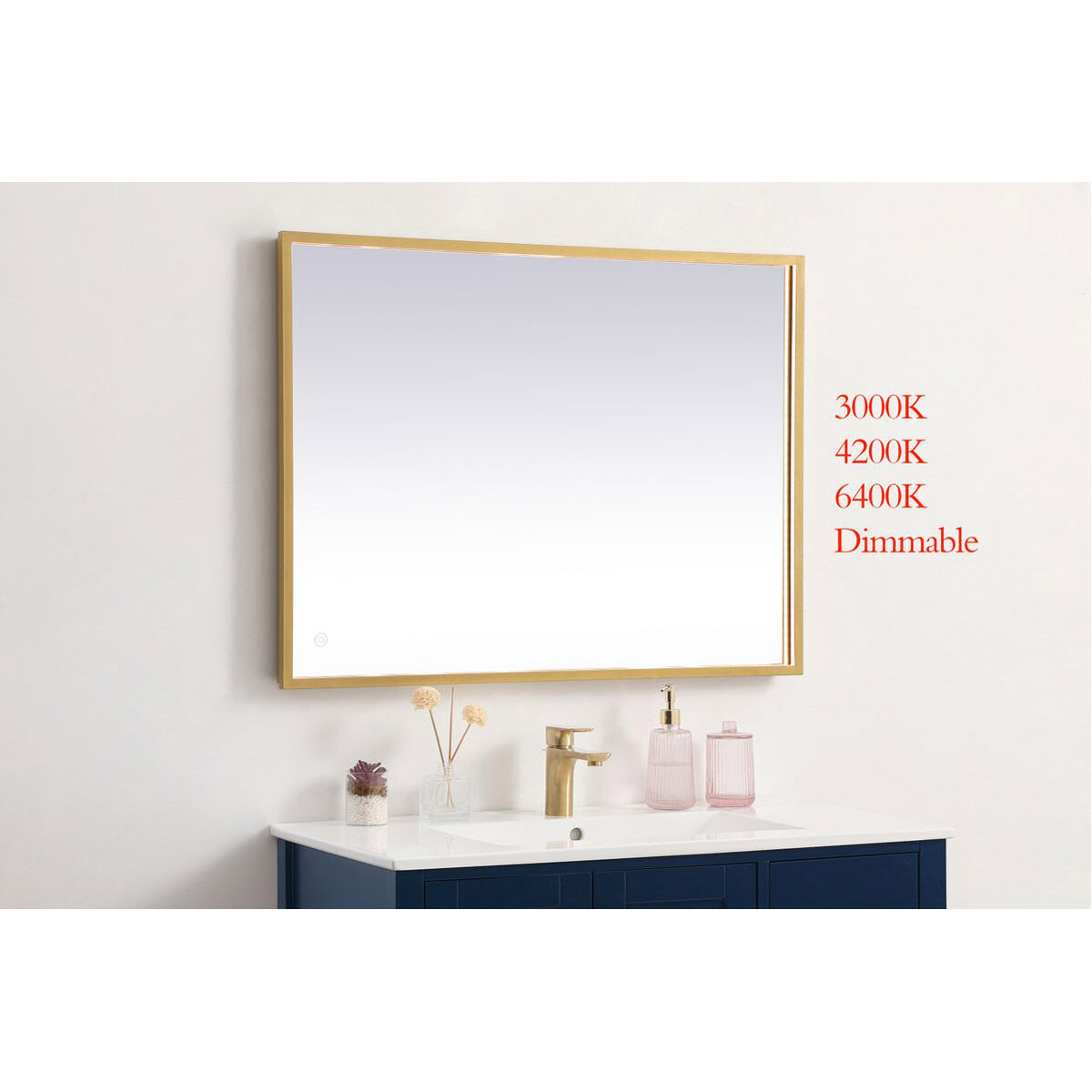 Pier 40 X 24 inch Brass LED Mirror