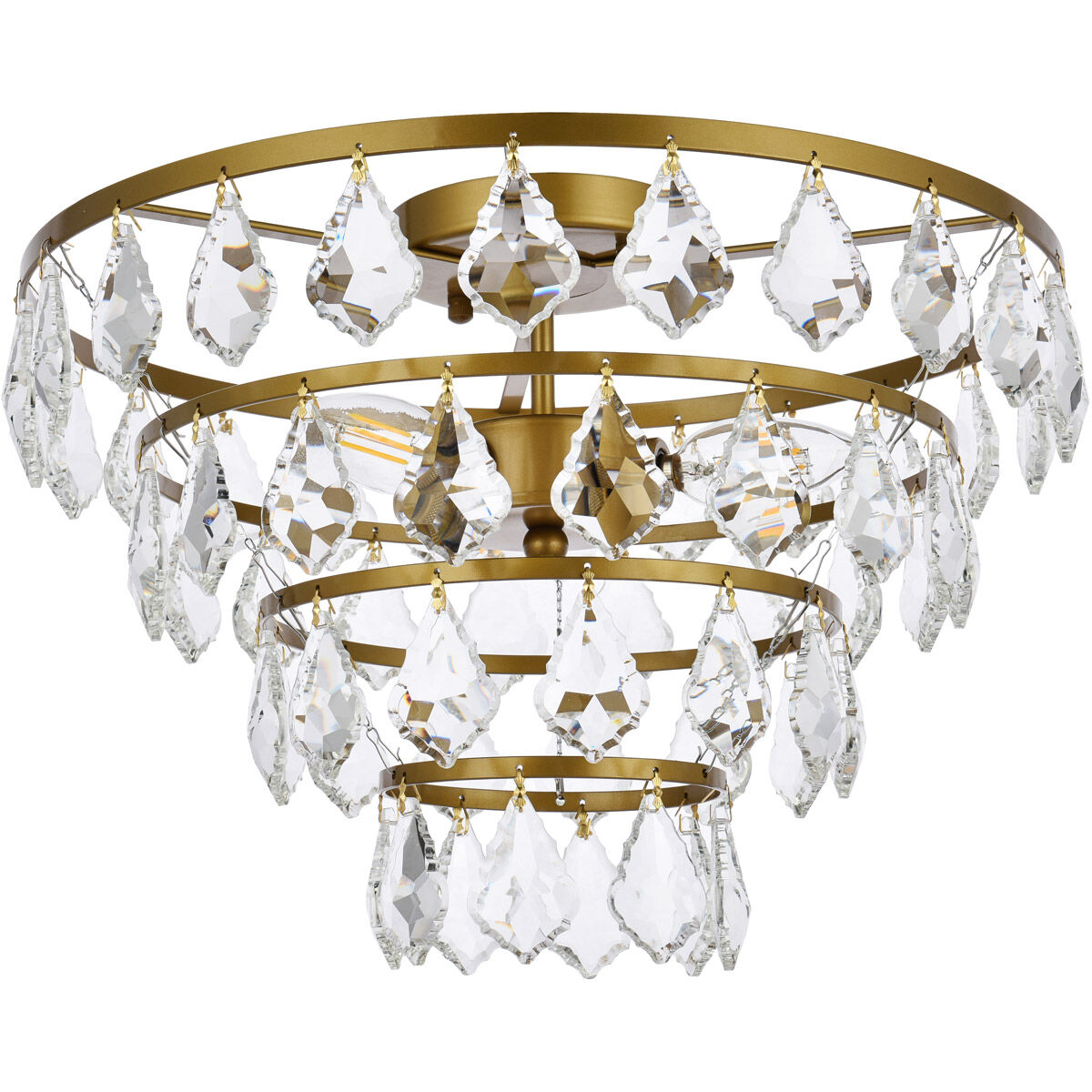 Ella 3 Light 16 inch Brass Flush Mount Ceiling Light
