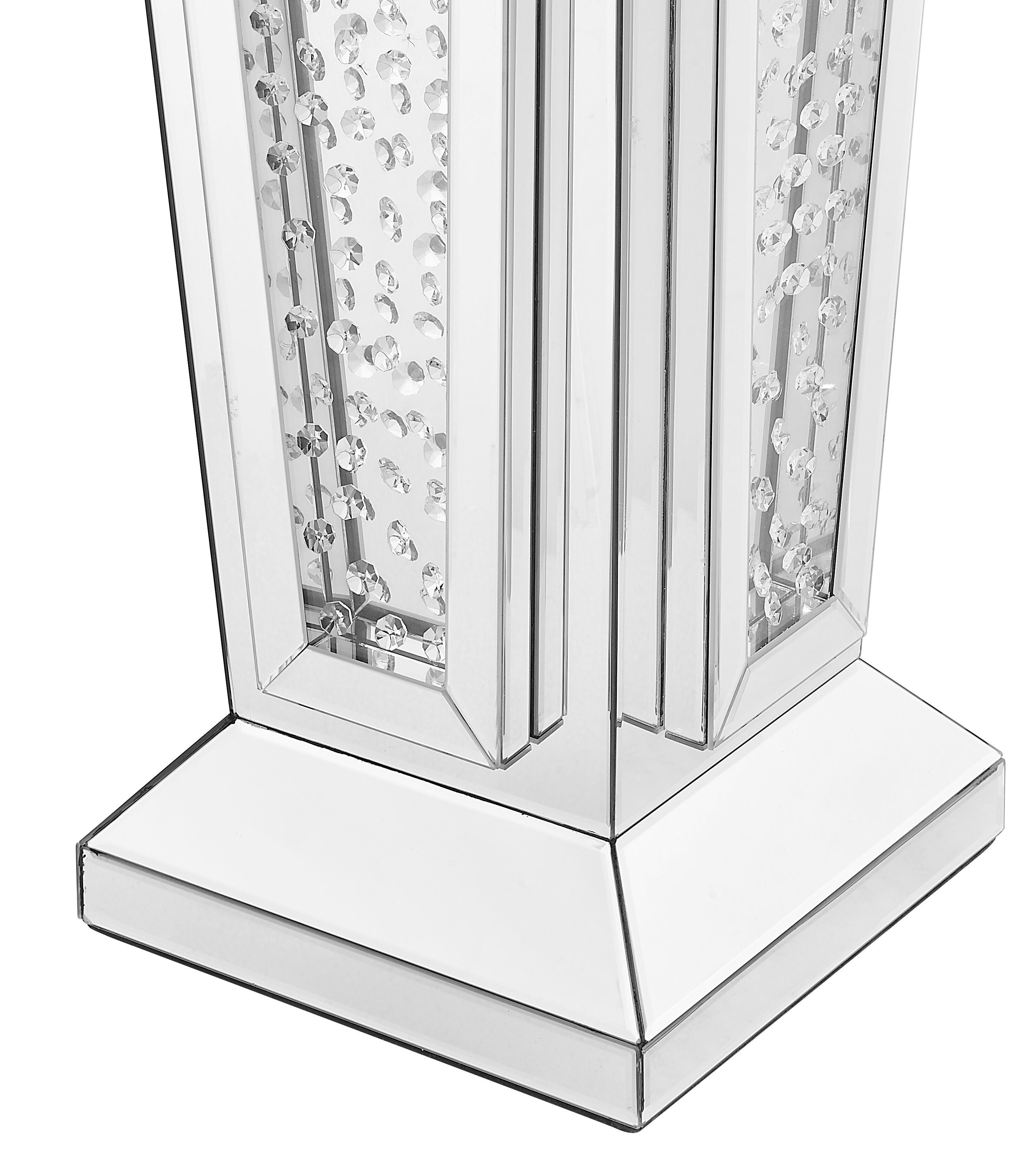 Modern 36 X 15 inch Clear Mirror and Crystal End Table 