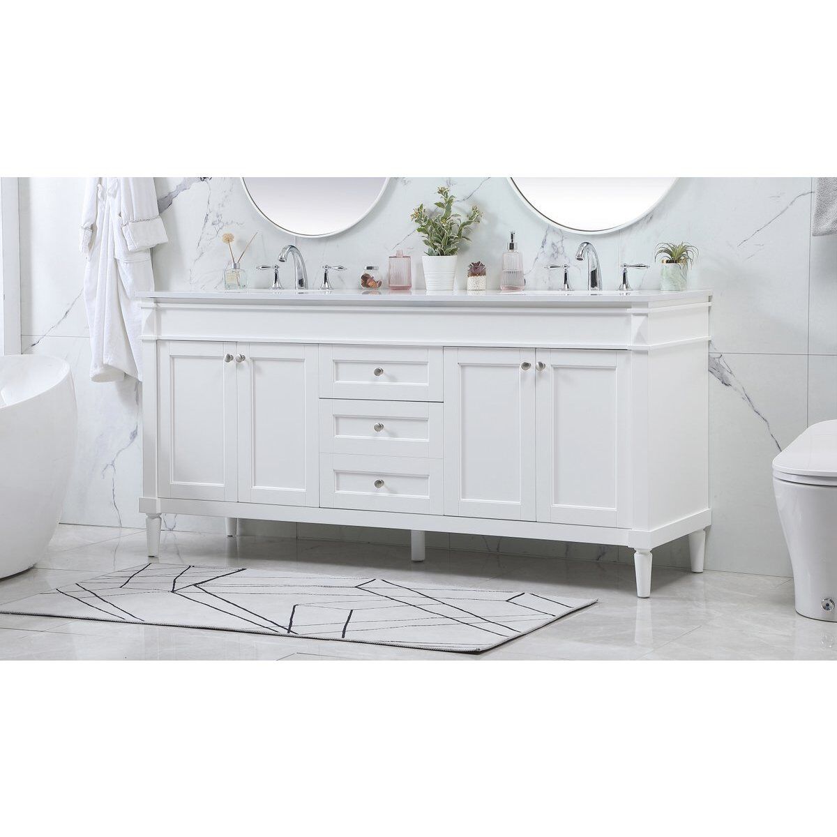 Bennett 72 X 21 X 35 inch White Vanity Sink Set