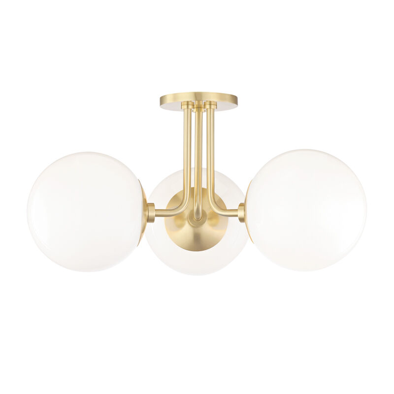 Stella 3 Light 18.25 inch Aged Brass Semi Flush Ceiling Light