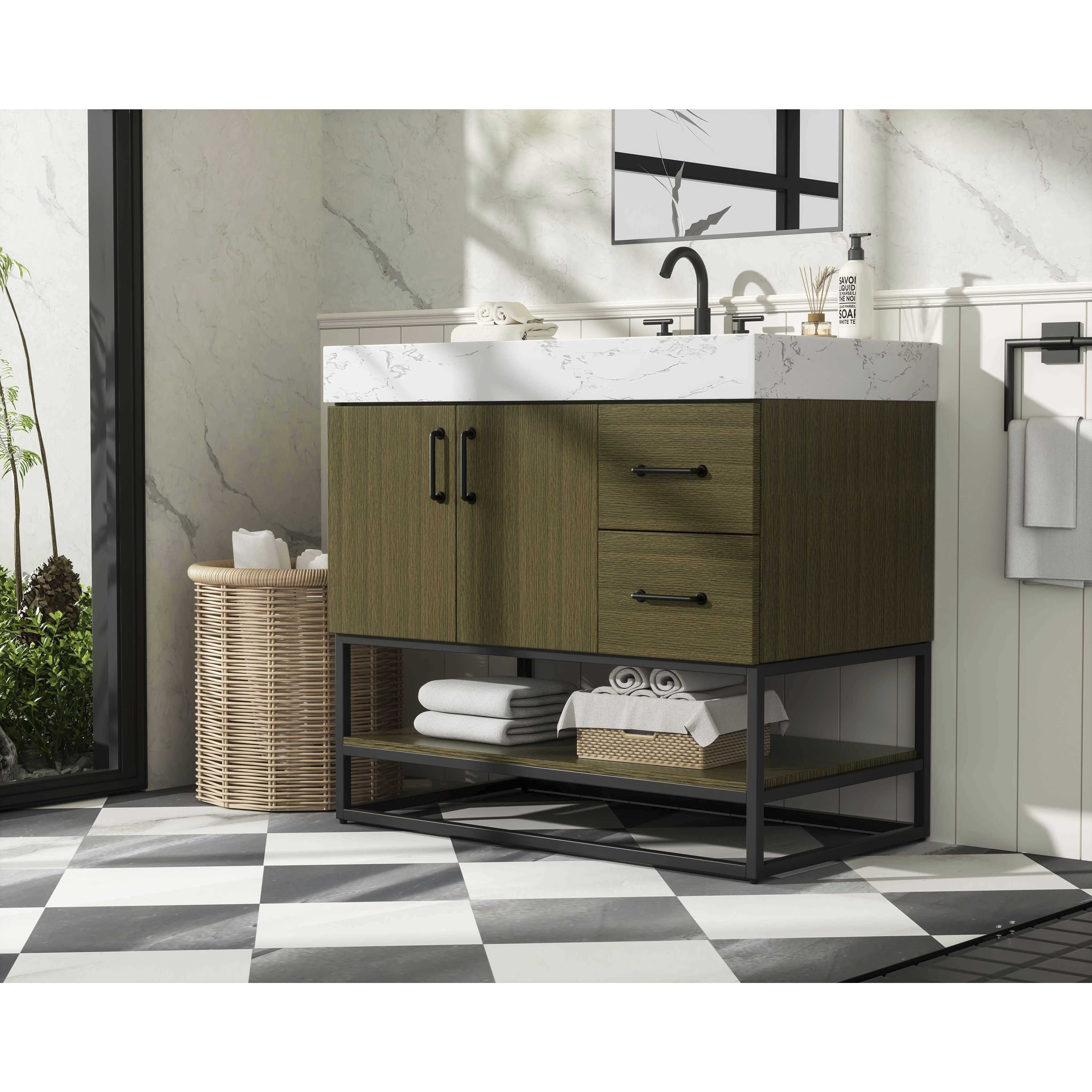 Caroline 36 X 34 inch Chestnut Brown Bathroom Vanity Cabinet