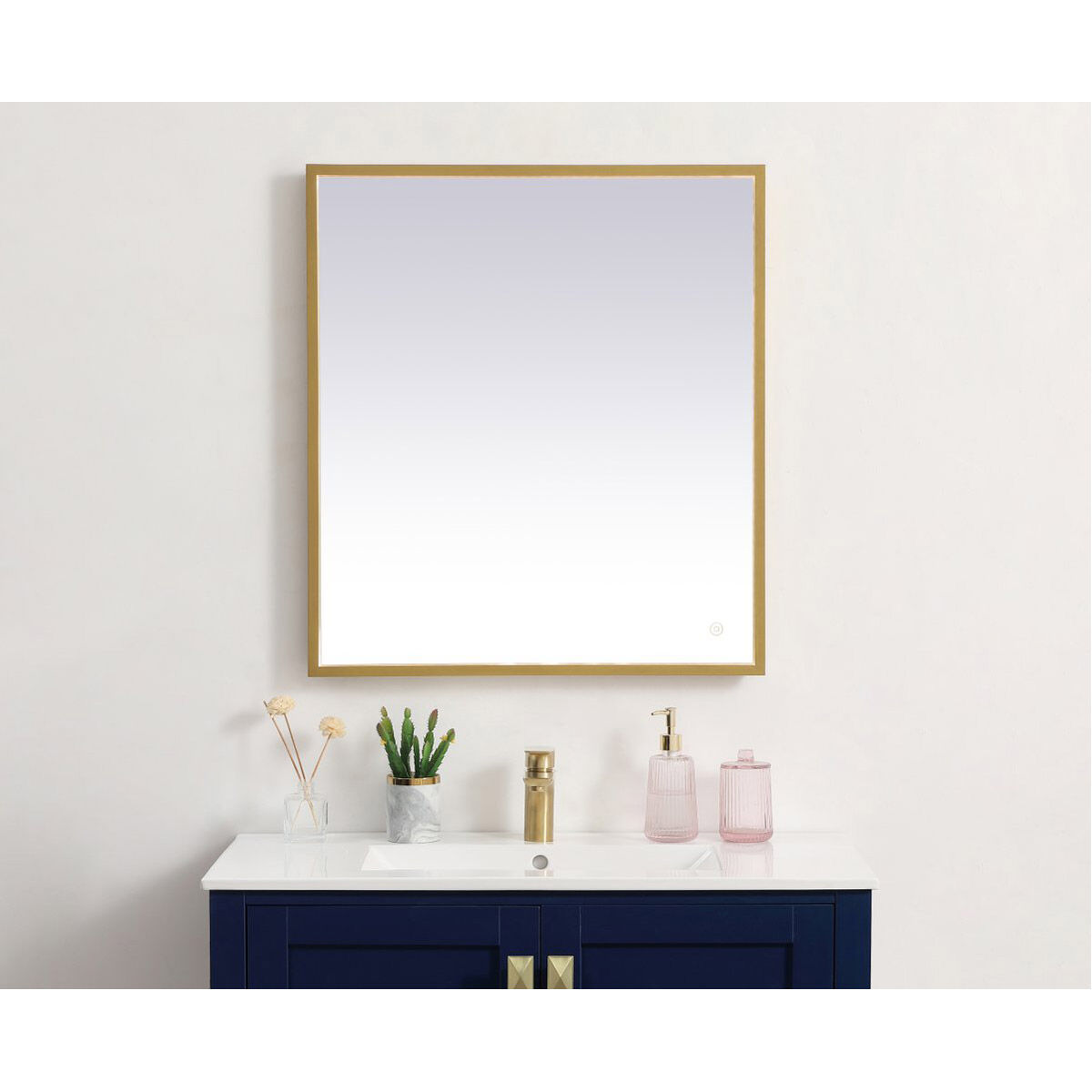 Pier 36 X 24 inch Brass LED Mirror