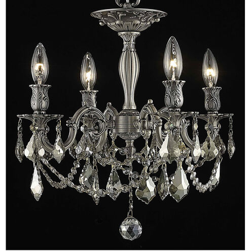 Rosalia 4 Light 17 inch Pewter Flush Mount Ceiling Light in Golden Teak, Royal Cut