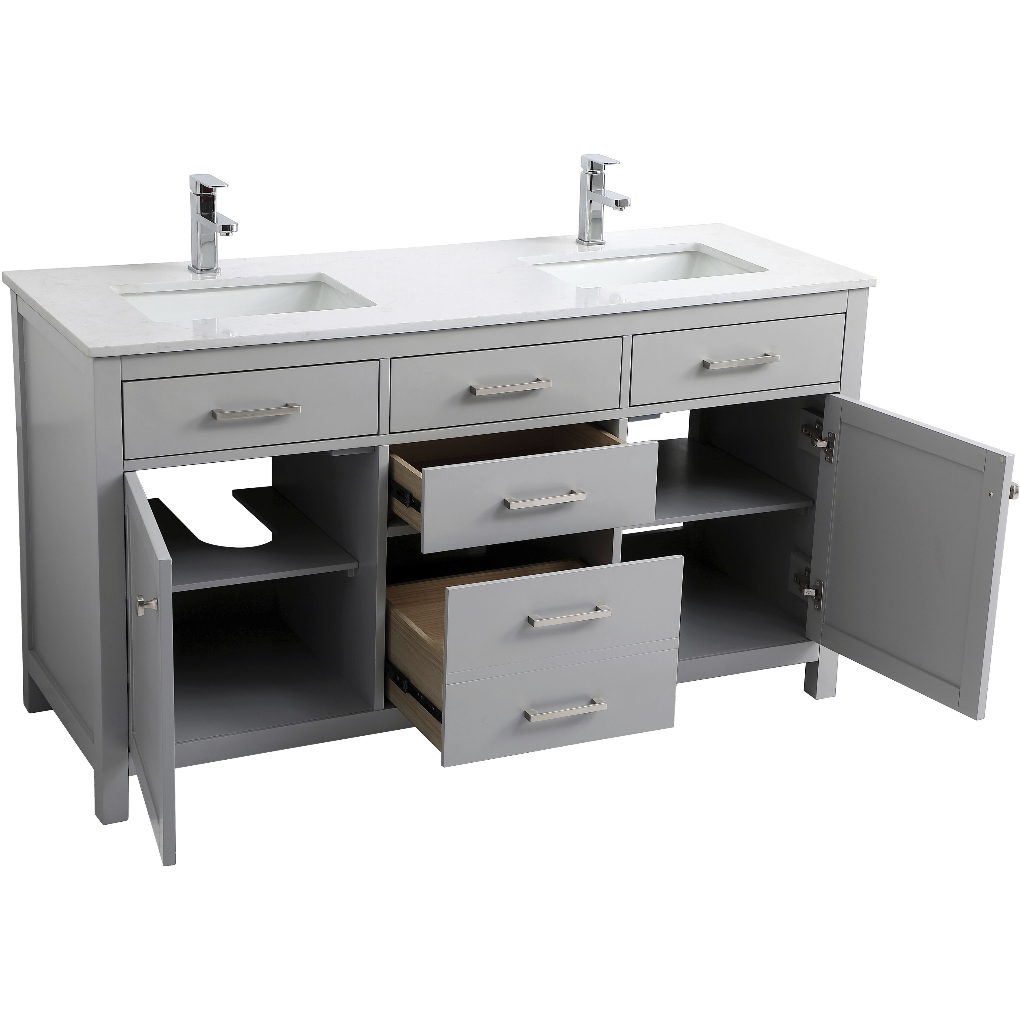 Lewis 60 X 22 X 34 inch Grey Vanity Sink Set