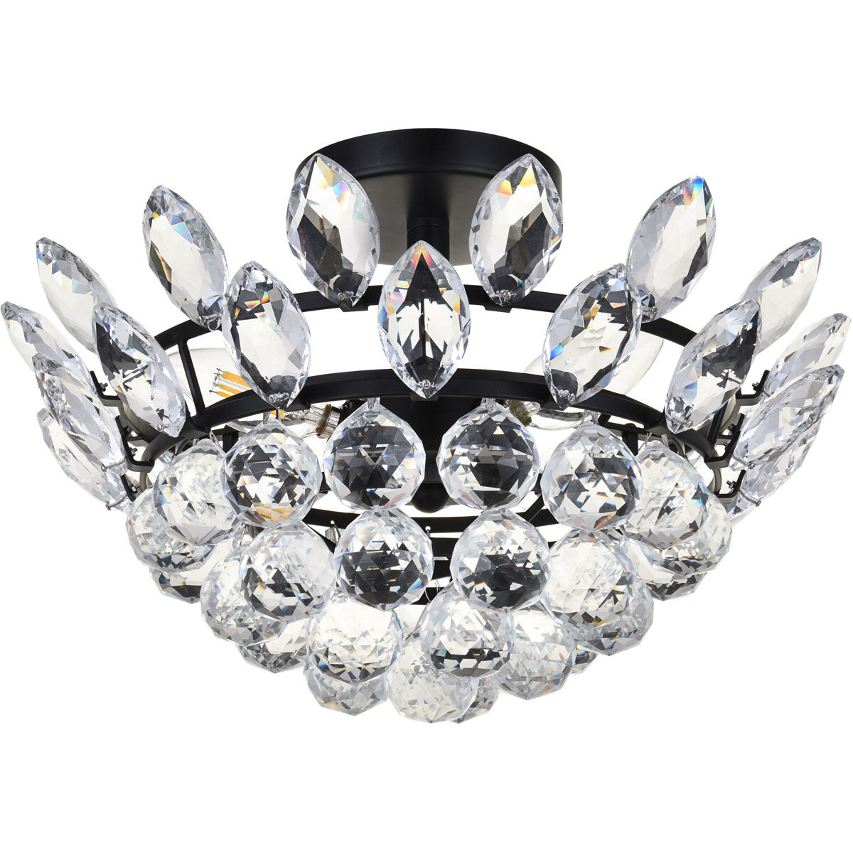 Emilia 3 Light 14 inch Black Flush Mount Ceiling Light