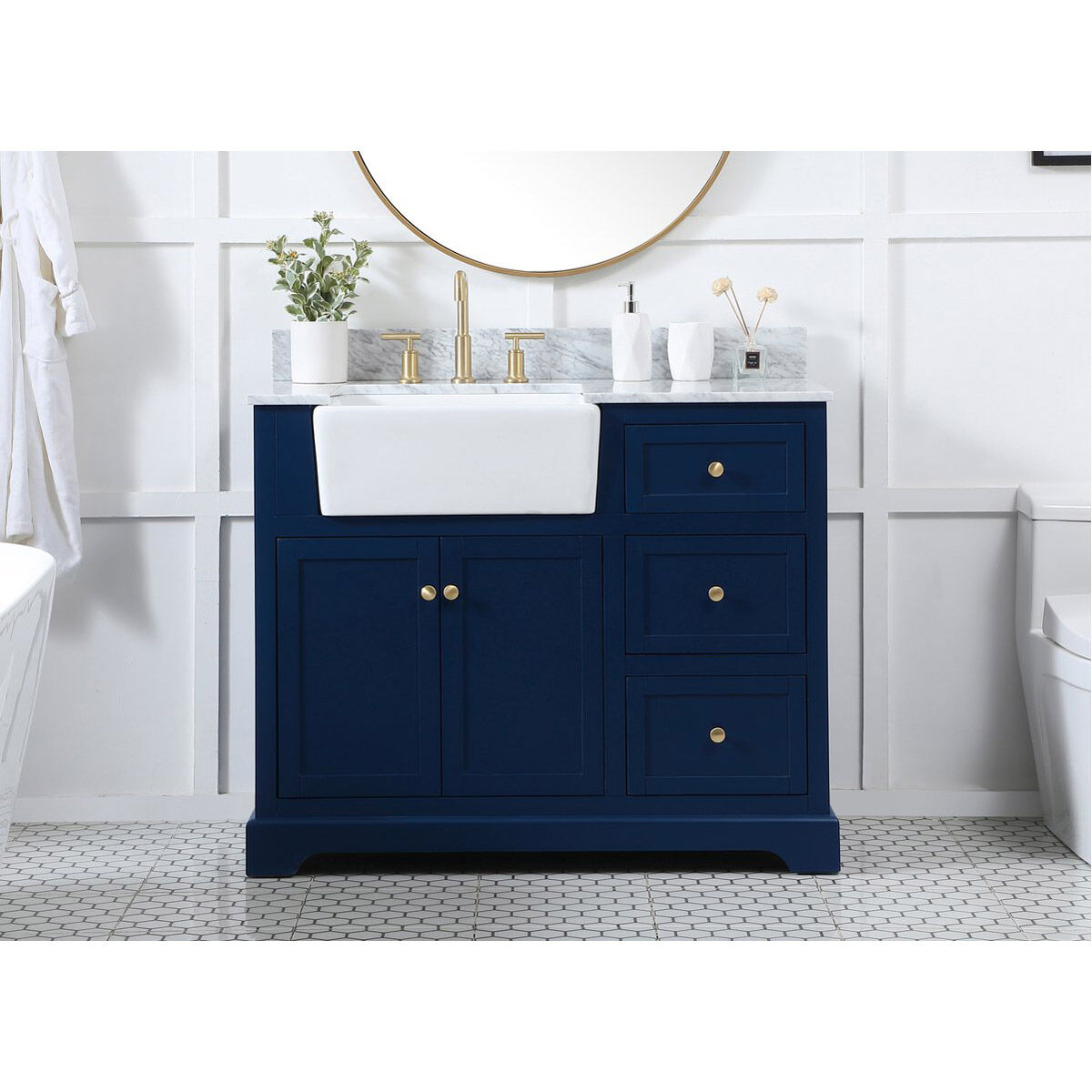 Franklin 42 X 22 X 35 inch Blue Bathroom Vanity Cabinet