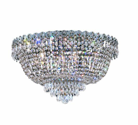 Century 9 Light 20 inch Chrome Flush Mount Ceiling Light in Royal Cut