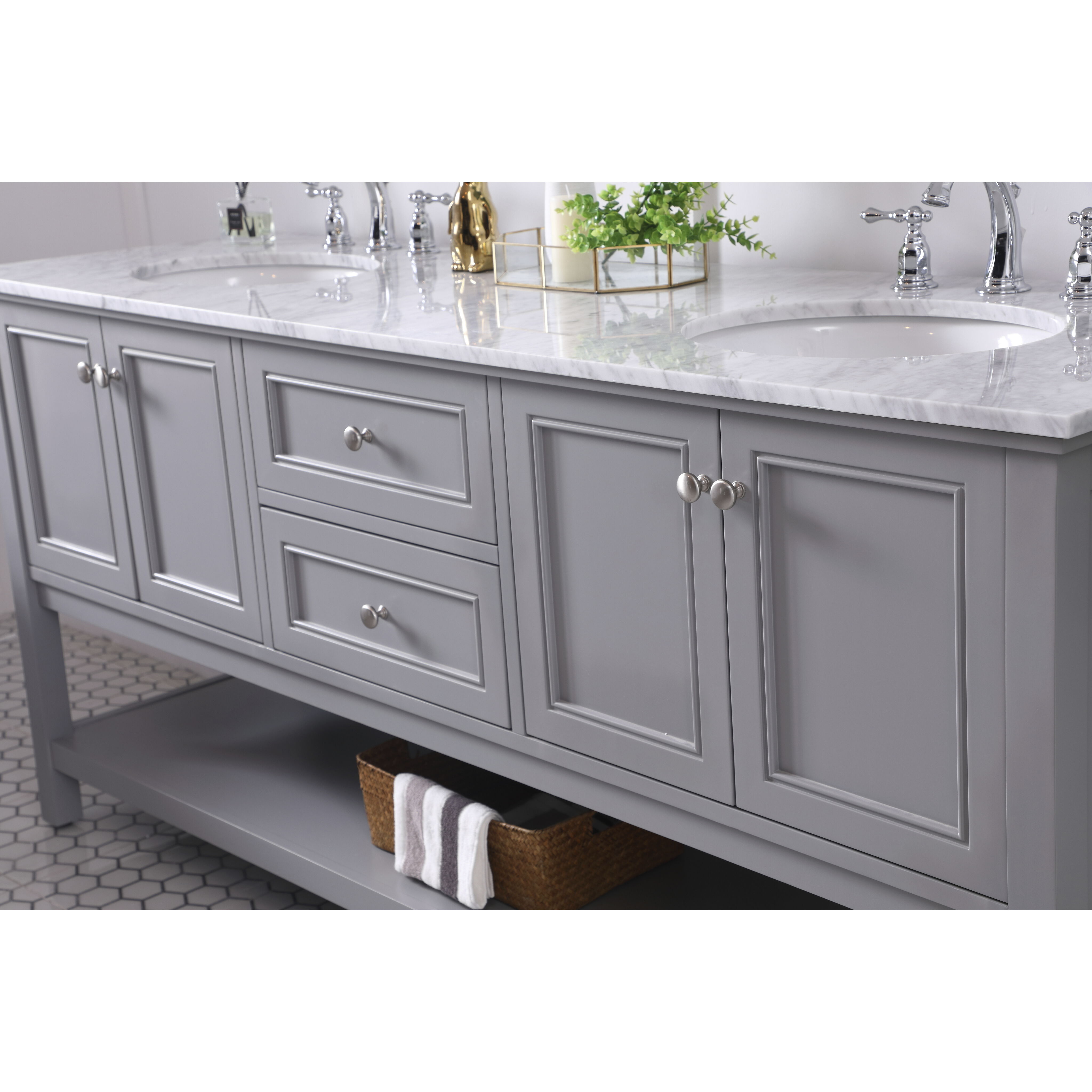 Metropolis 72 X 22 X 34 inch Grey Vanity Sink Set