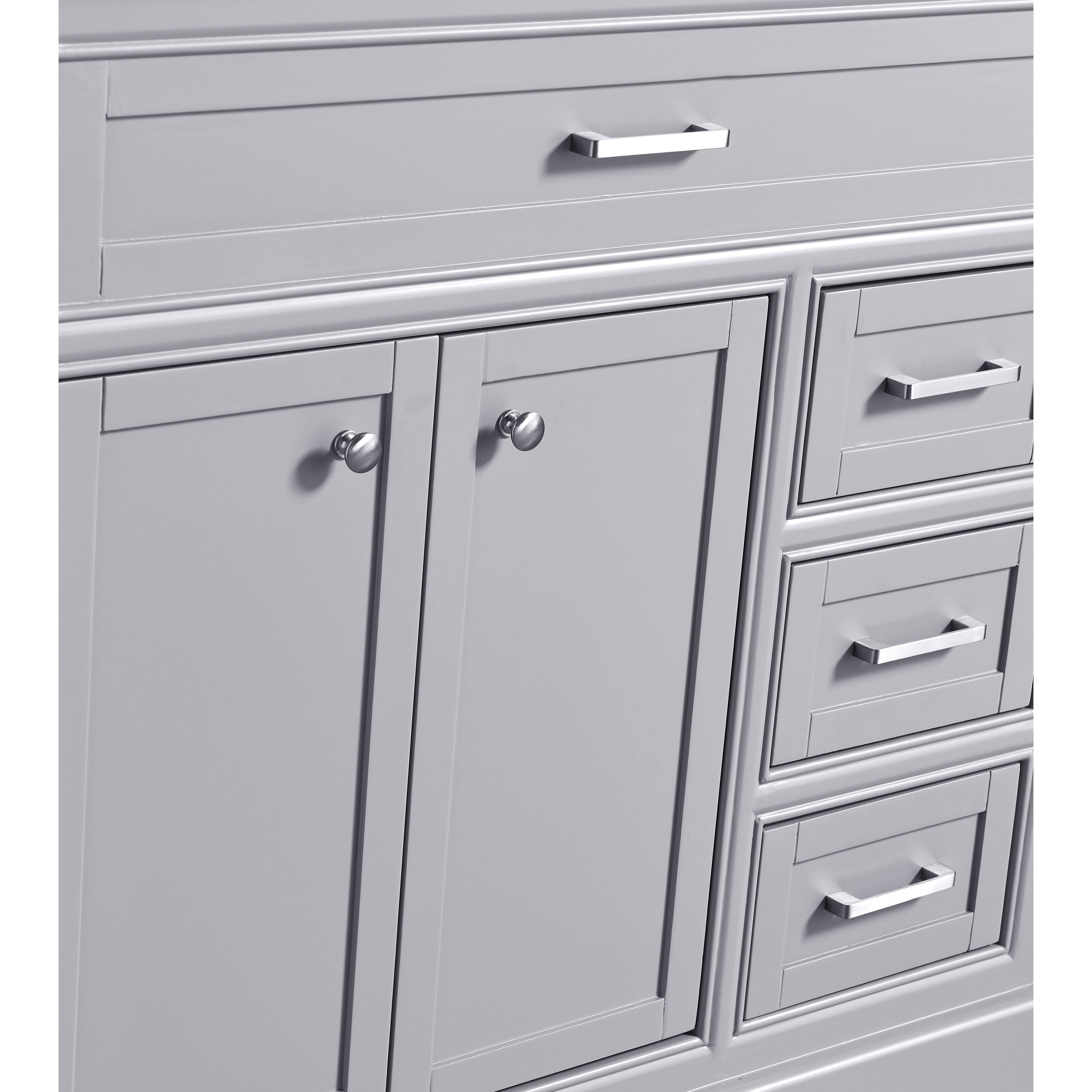 Americana 36 X 35 inch Light Grey with Carrara White Marble Vanity Set in Gray