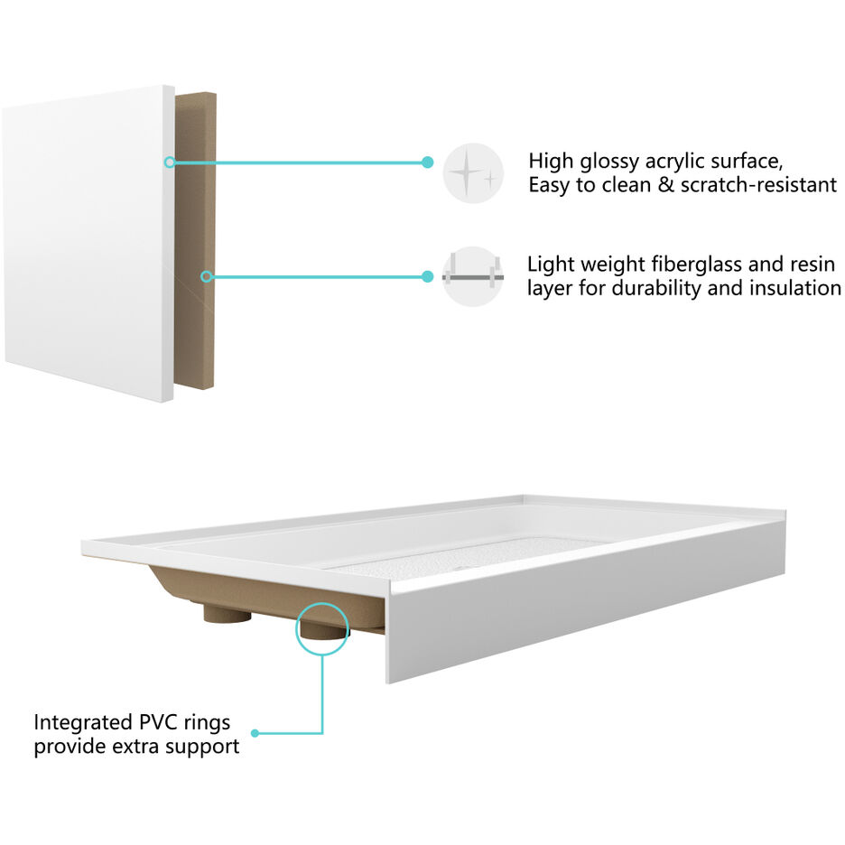 Laredo Glossy White Shower Base