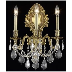 Monarch 3 Light 14 inch French Gold Wall Sconce Wall Light in Clear, Royal Cut