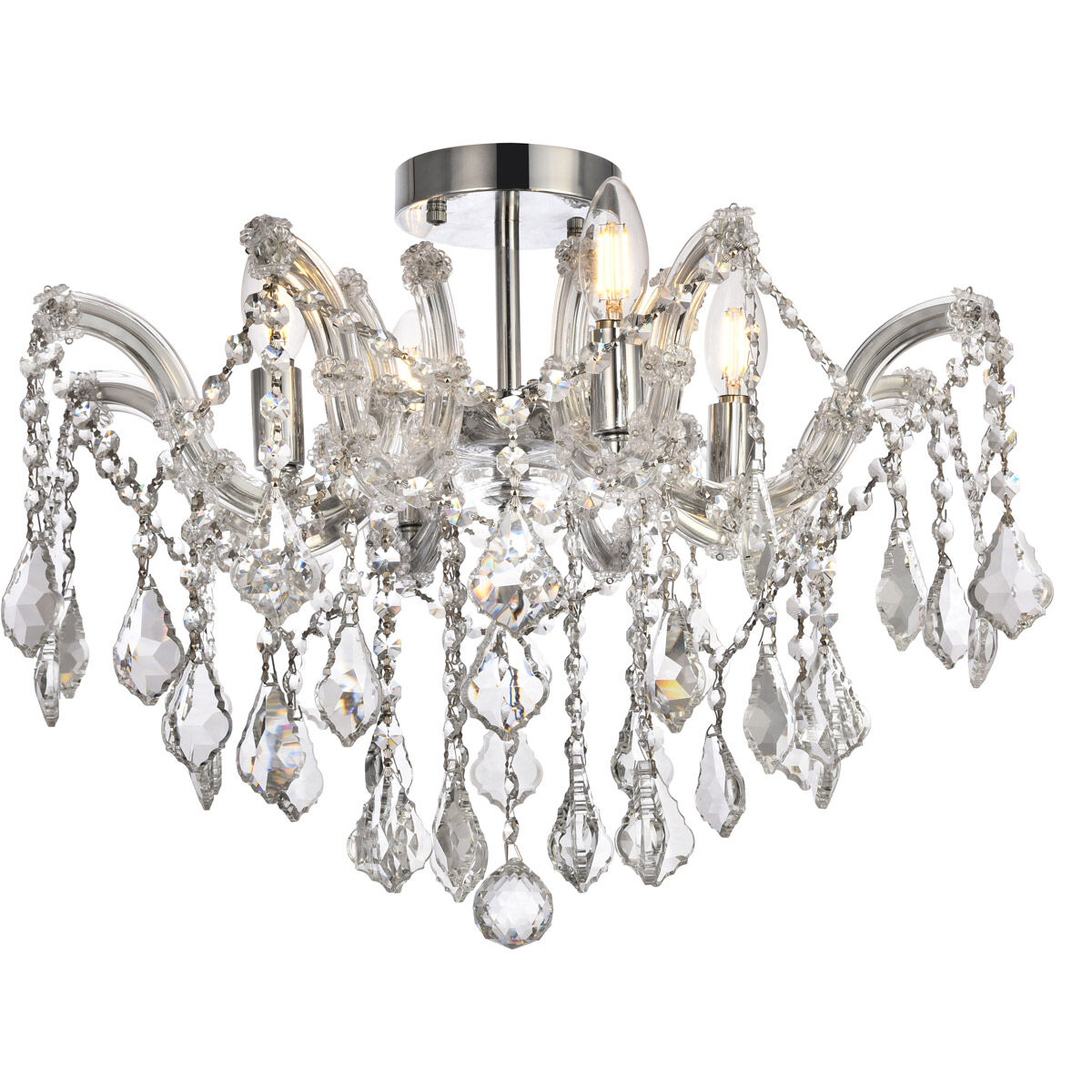 Maria Theresa 4 Light 18 inch Chrome Flush Mount Ceiling Light in Royal Cut