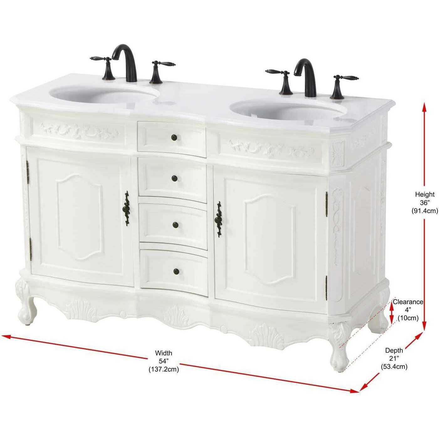 Danville 54 X 36 inch Antique White Bathroom Vanity Cabinet
