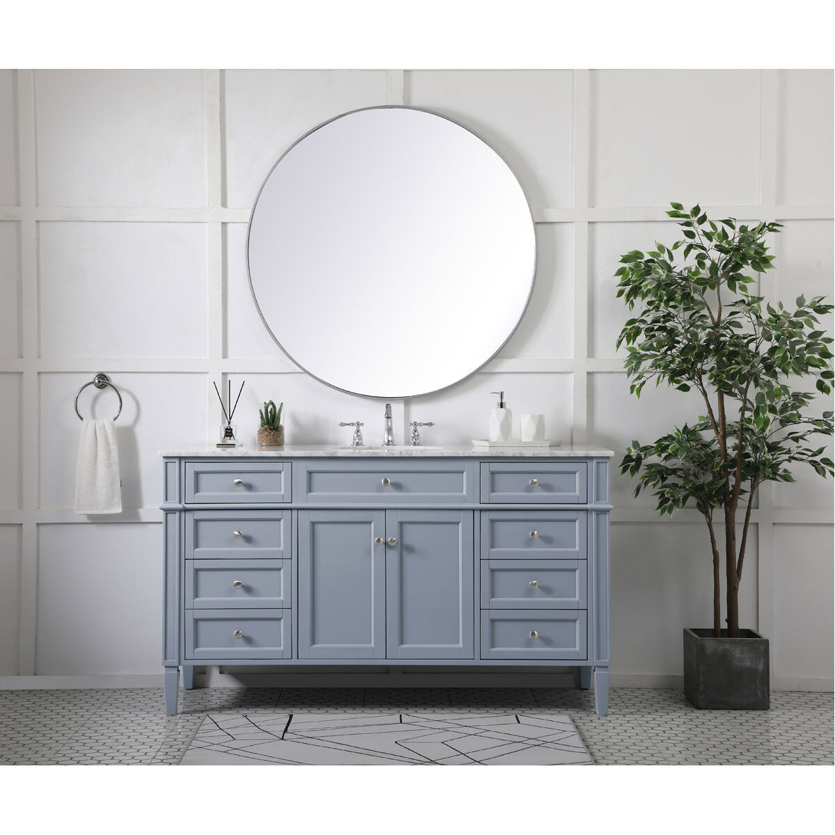 Park Avenue 60 X 22 X 35 inch Grey Vanity Sink Set