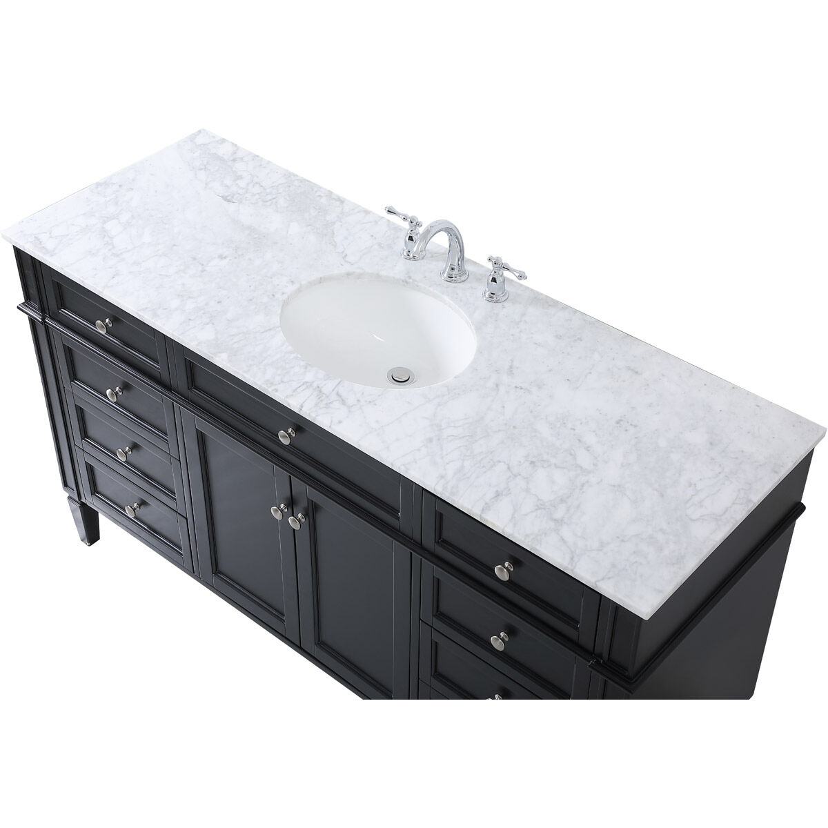 Park Avenue 60 X 21.5 X 35 inch Black Vanity Sink Set