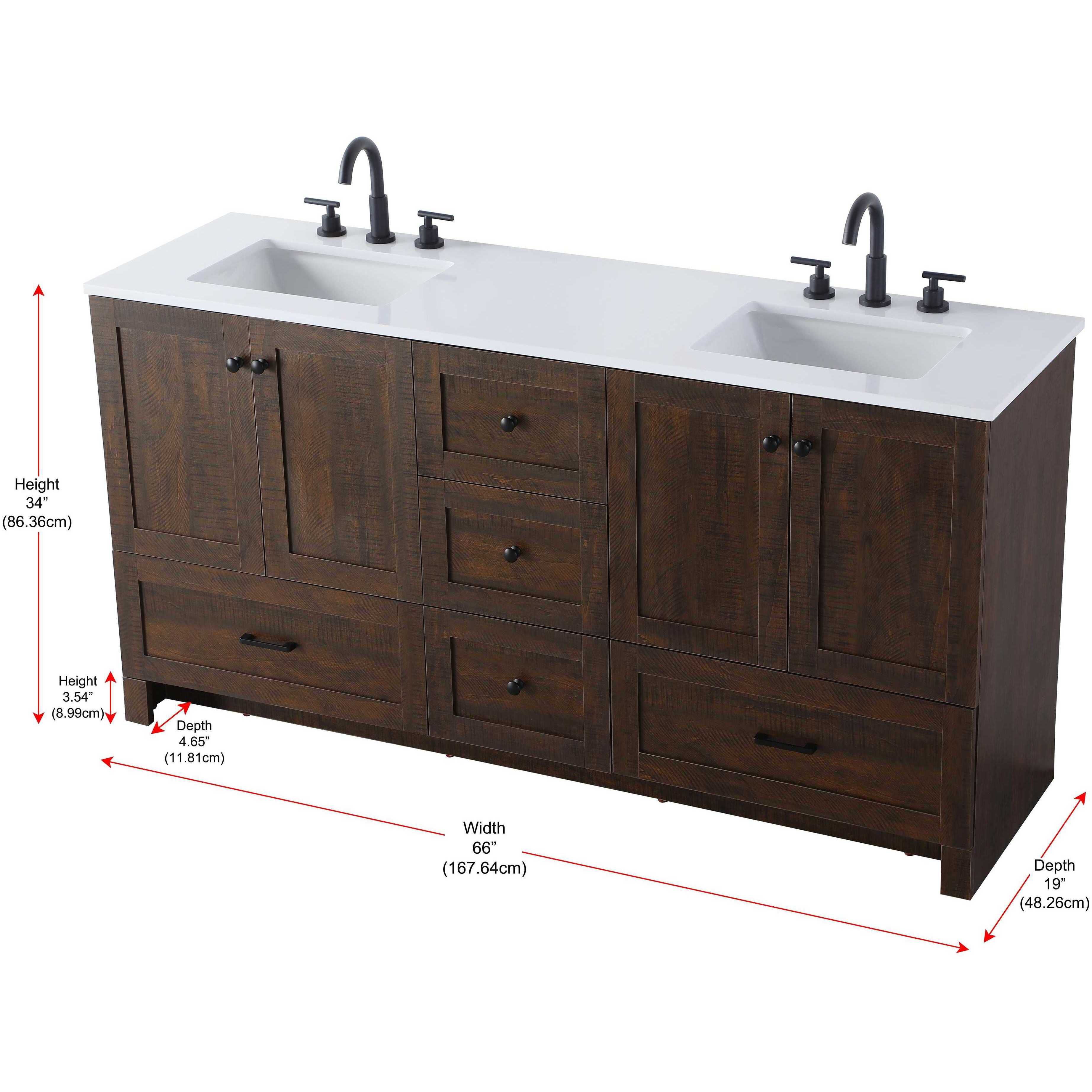 Soma 66 X 34 inch Expresso Bathroom Vanity Cabinet