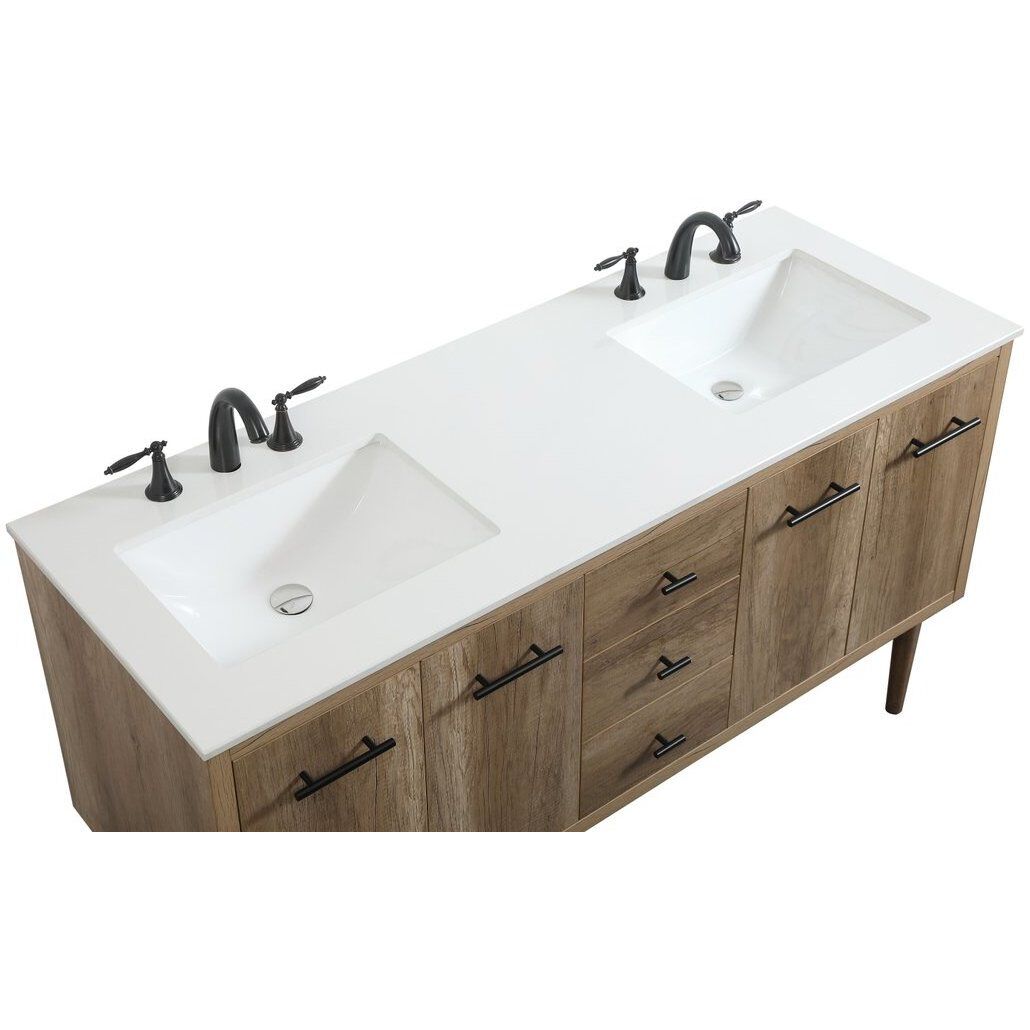 Cyrus 60 X 22 X 34 inch Natural Oak Vanity Sink Set