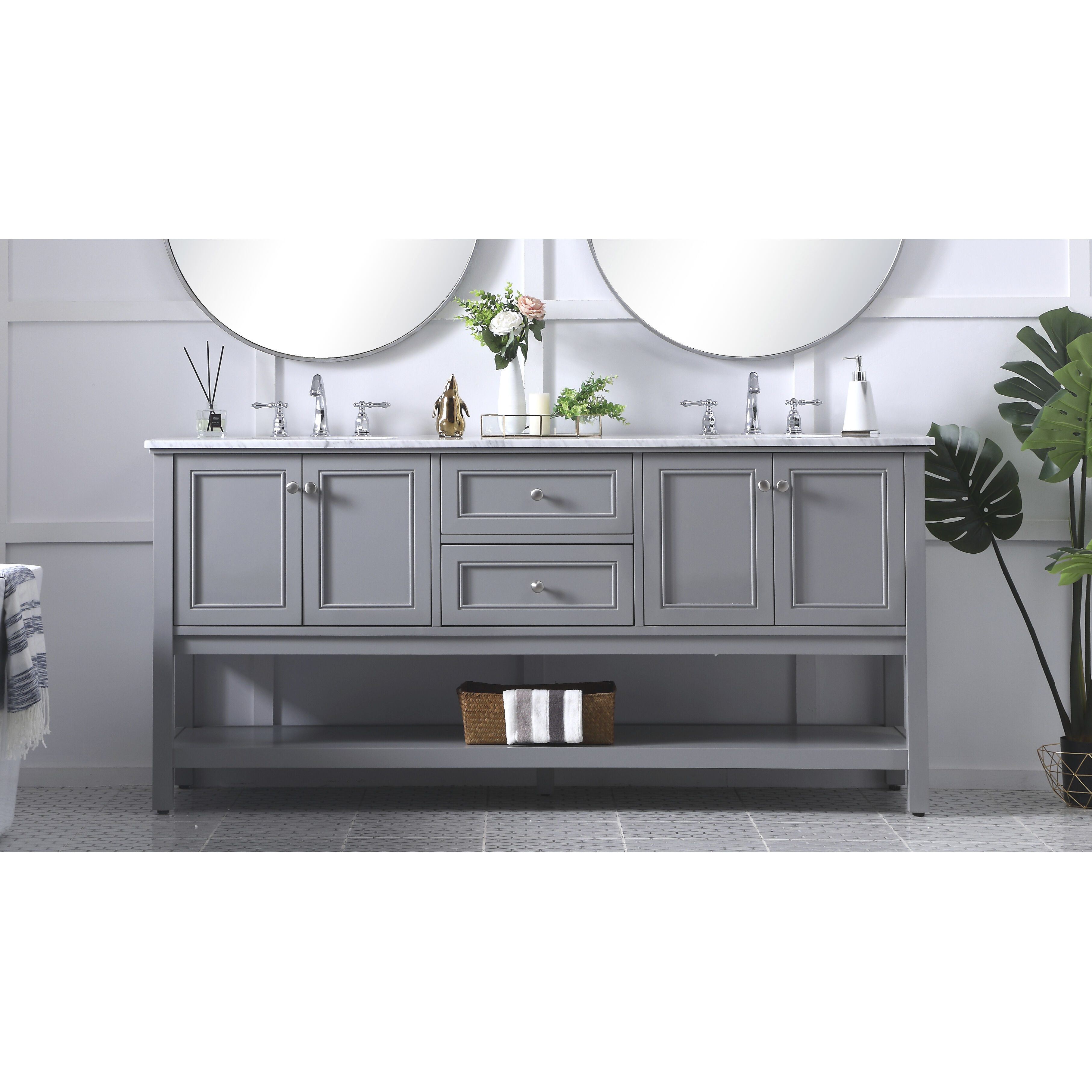 Metropolis 72 X 22 X 34 inch Grey Vanity Sink Set