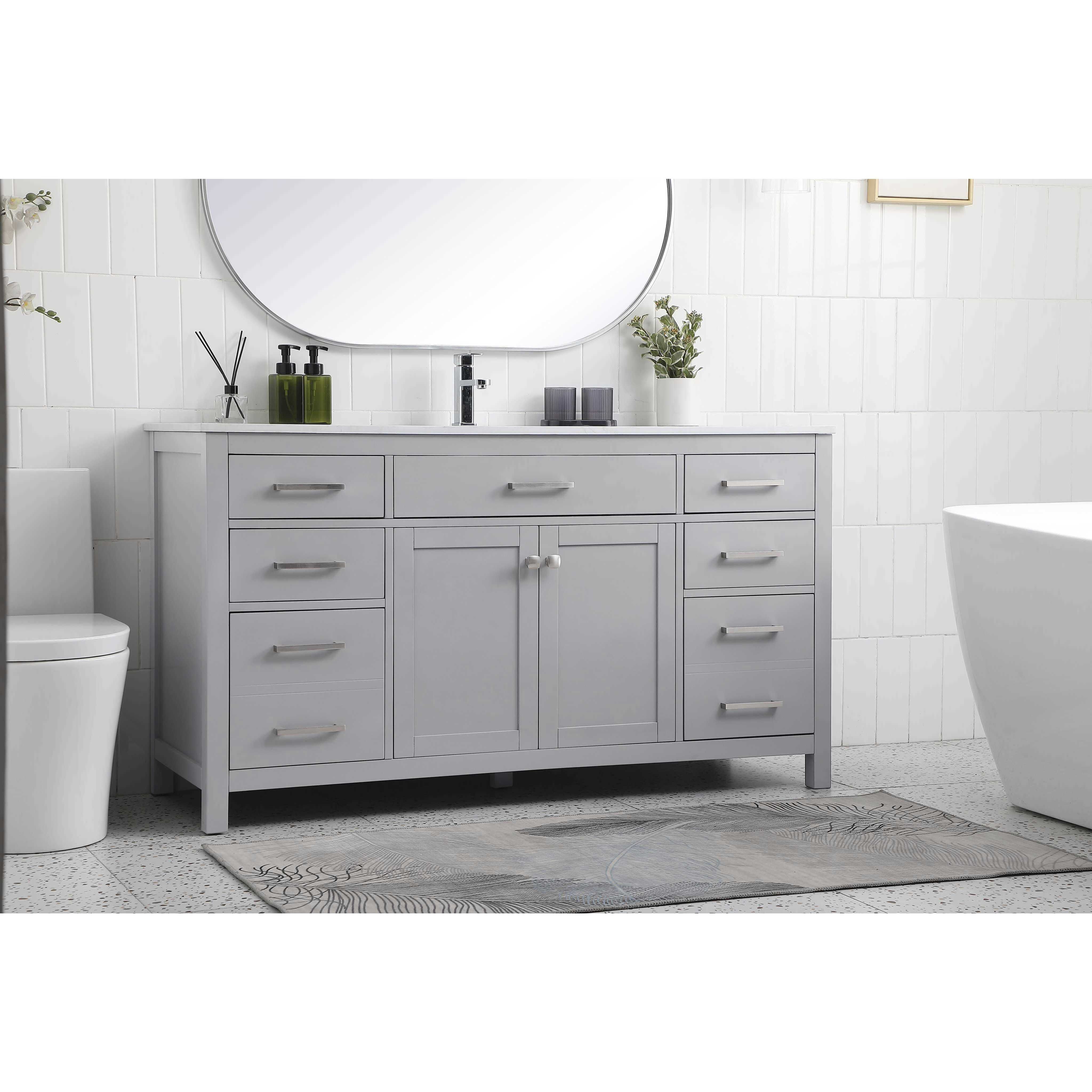 Lewis 60 X 22 X 34 inch Grey Vanity Sink Set