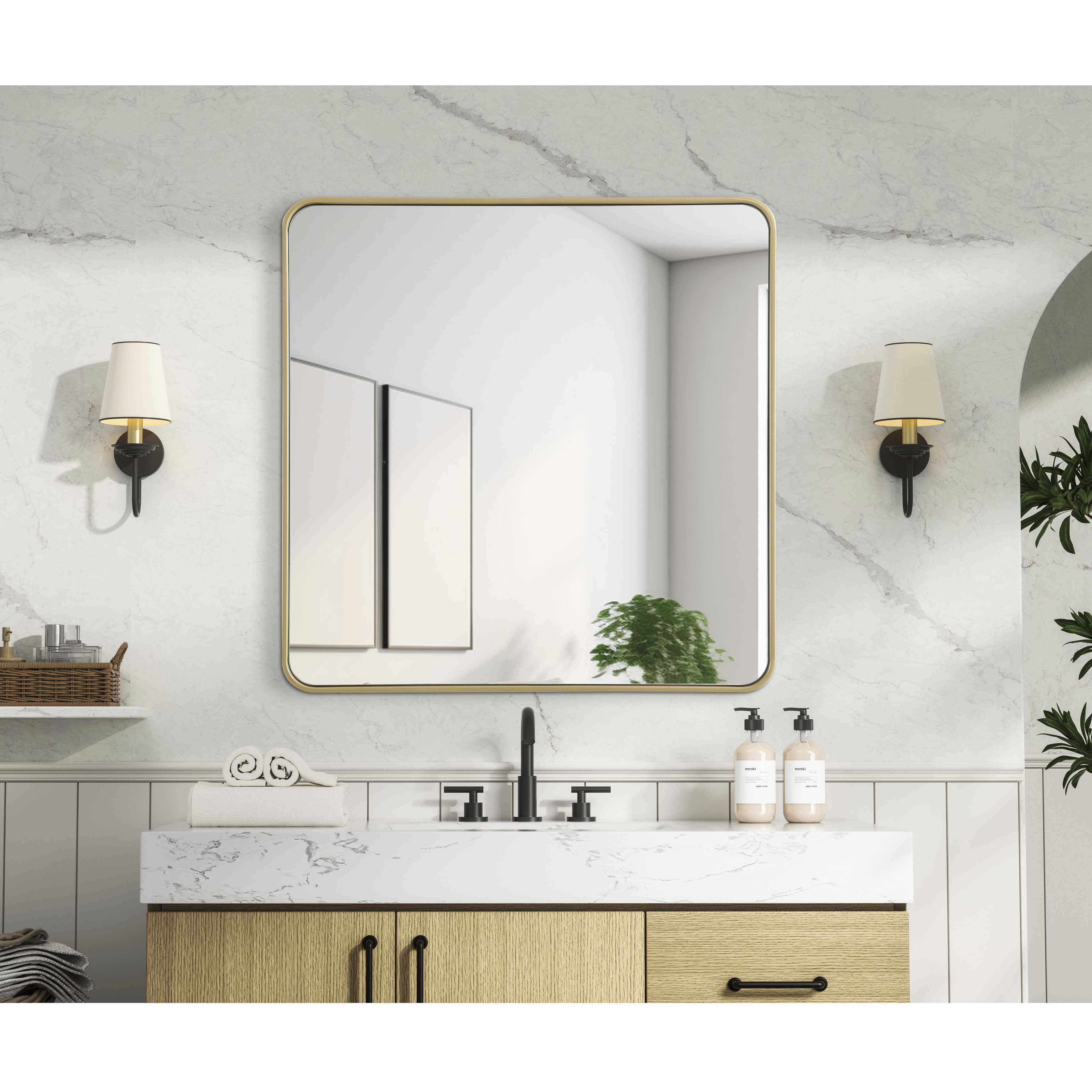 Remy 36 X 36 inch Brass Mirror