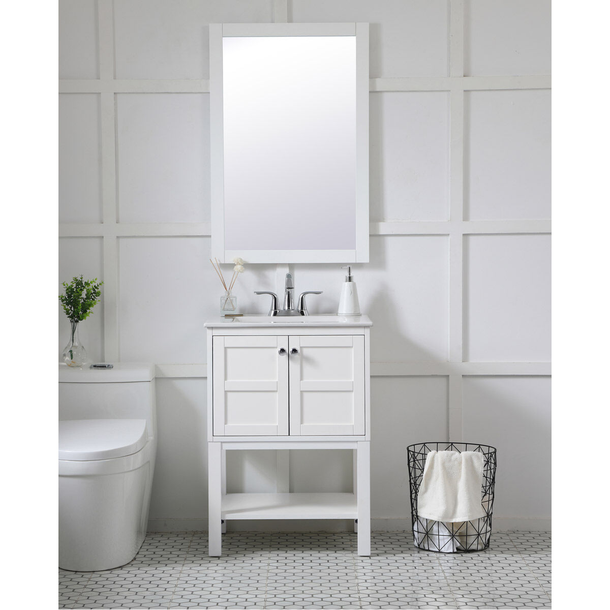 Aqua 36 X 24 inch White Wall Mirror