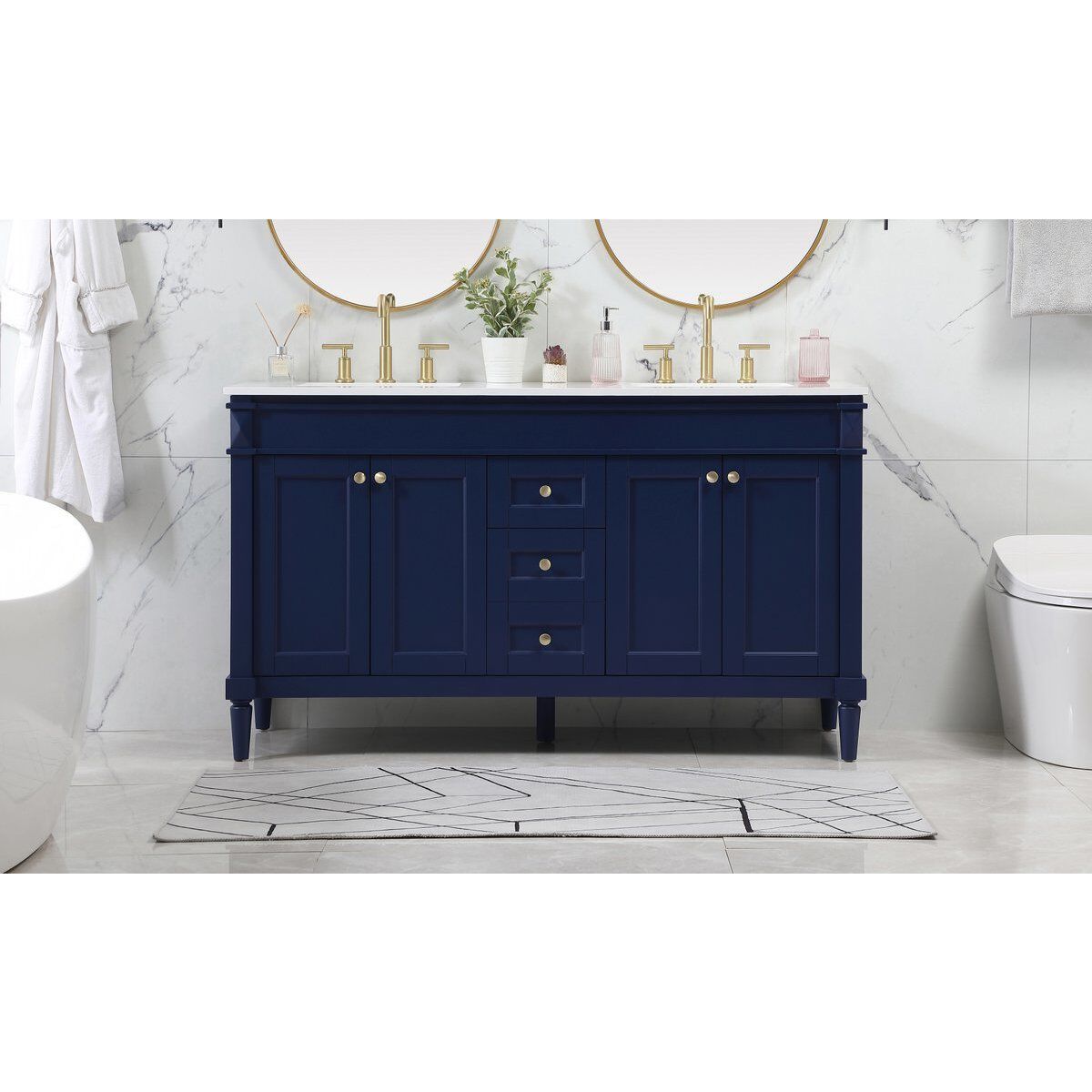 Bennett 60 X 21 X 35 inch Blue Vanity Sink Set