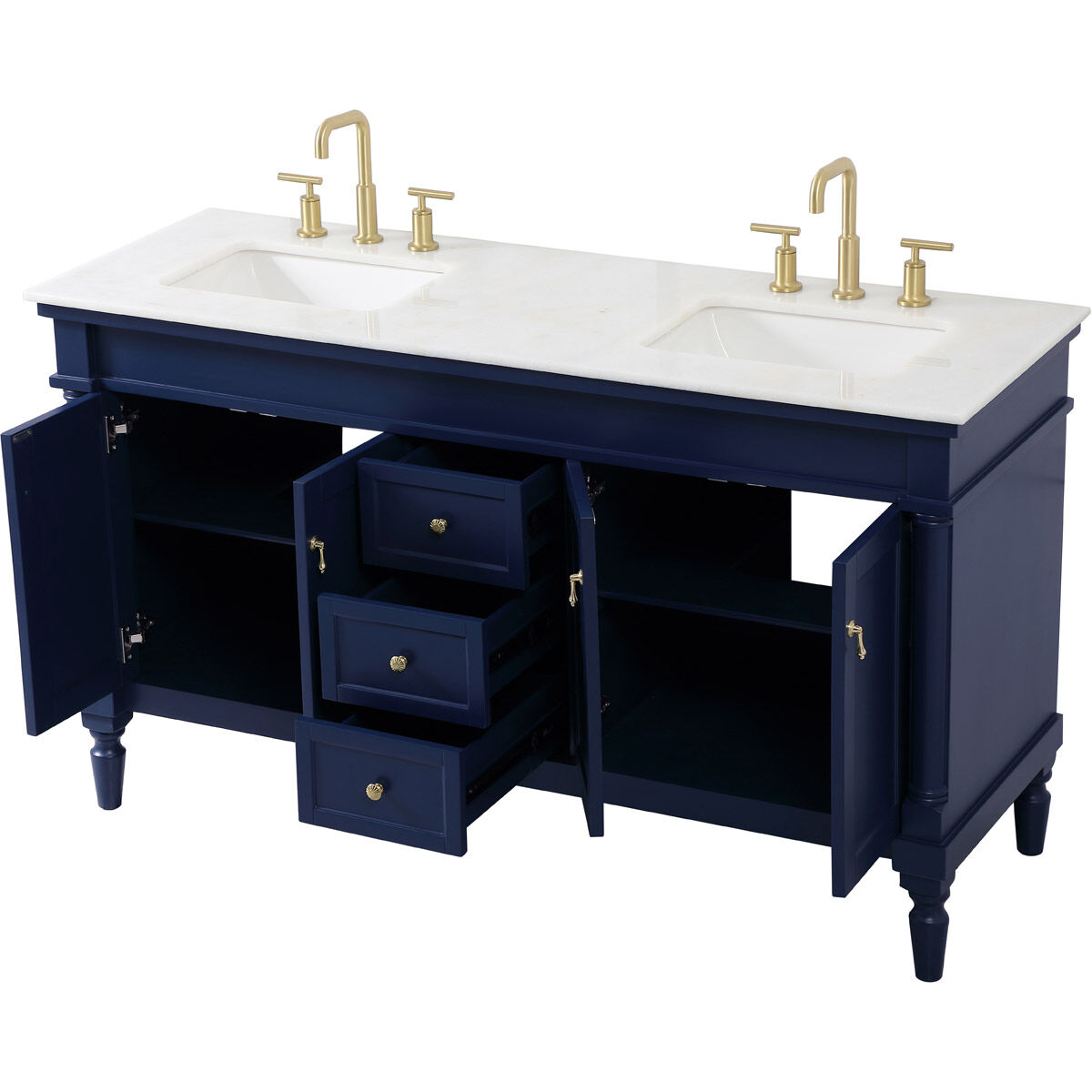 Lexington 60 X 21.5 X 35 inch Blue Vanity Sink Set