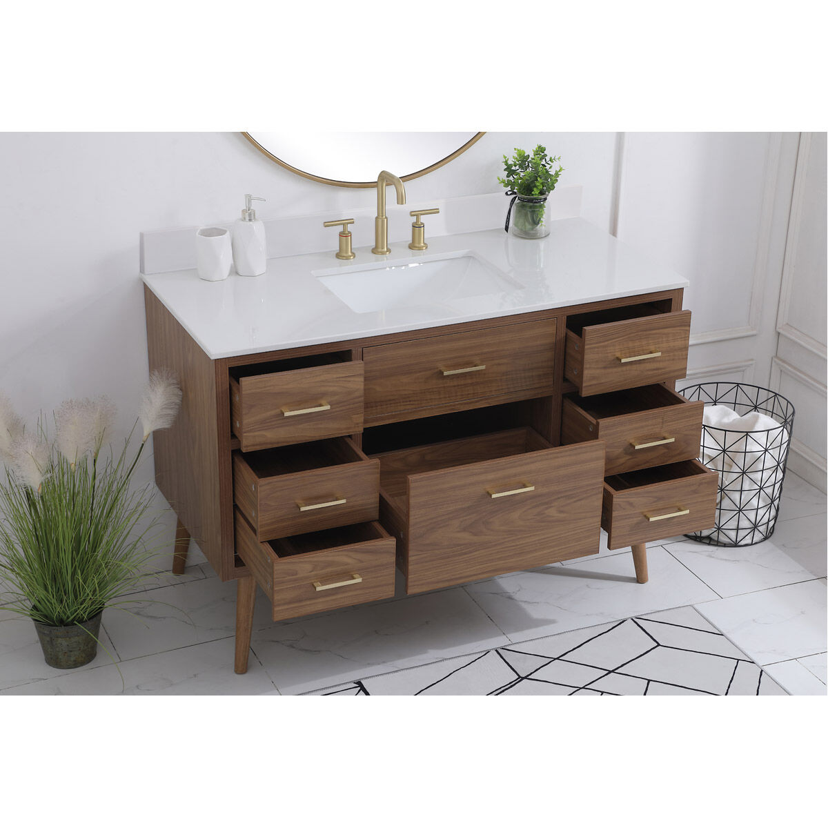 Boise 42 X 22 X 34 inch Walnut Brown Vanity Sink Set