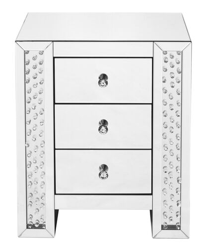 Modern 26 X 22 inch Clear Mirror and Crystal Bedside Table