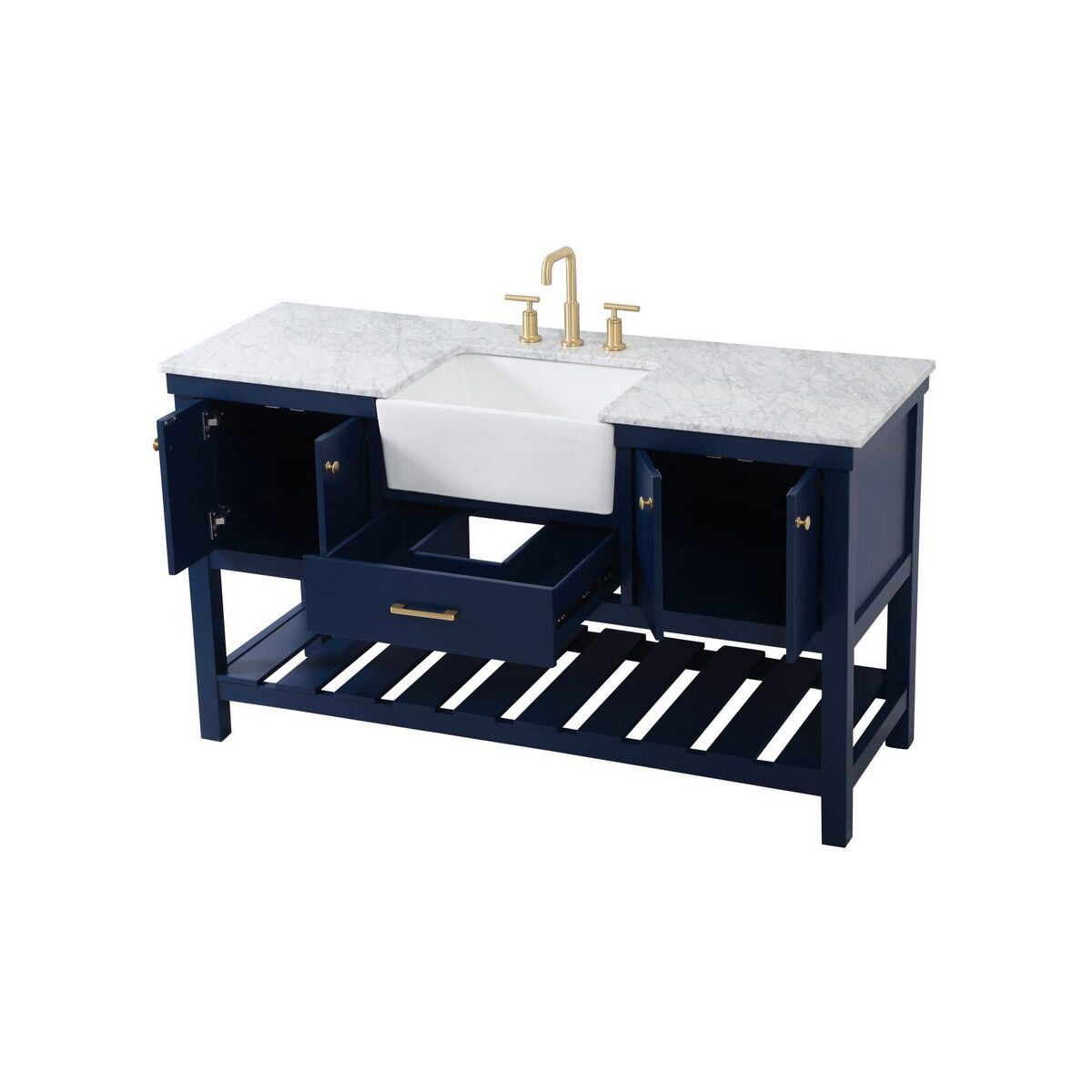 Clement 60 X 22 X 34.13 inch Blue Bathroom Vanity Cabinet