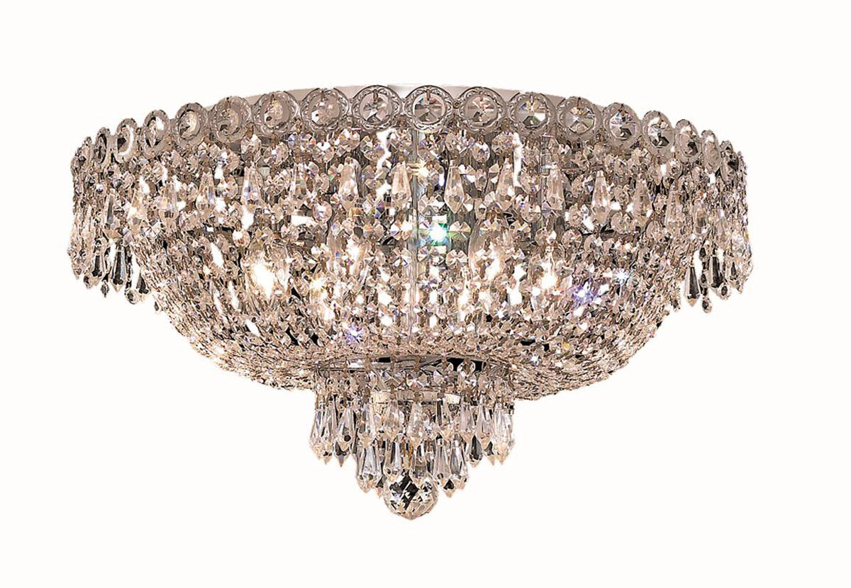 Century 6 Light 18 inch Chrome Flush Mount Ceiling Light in Royal Cut