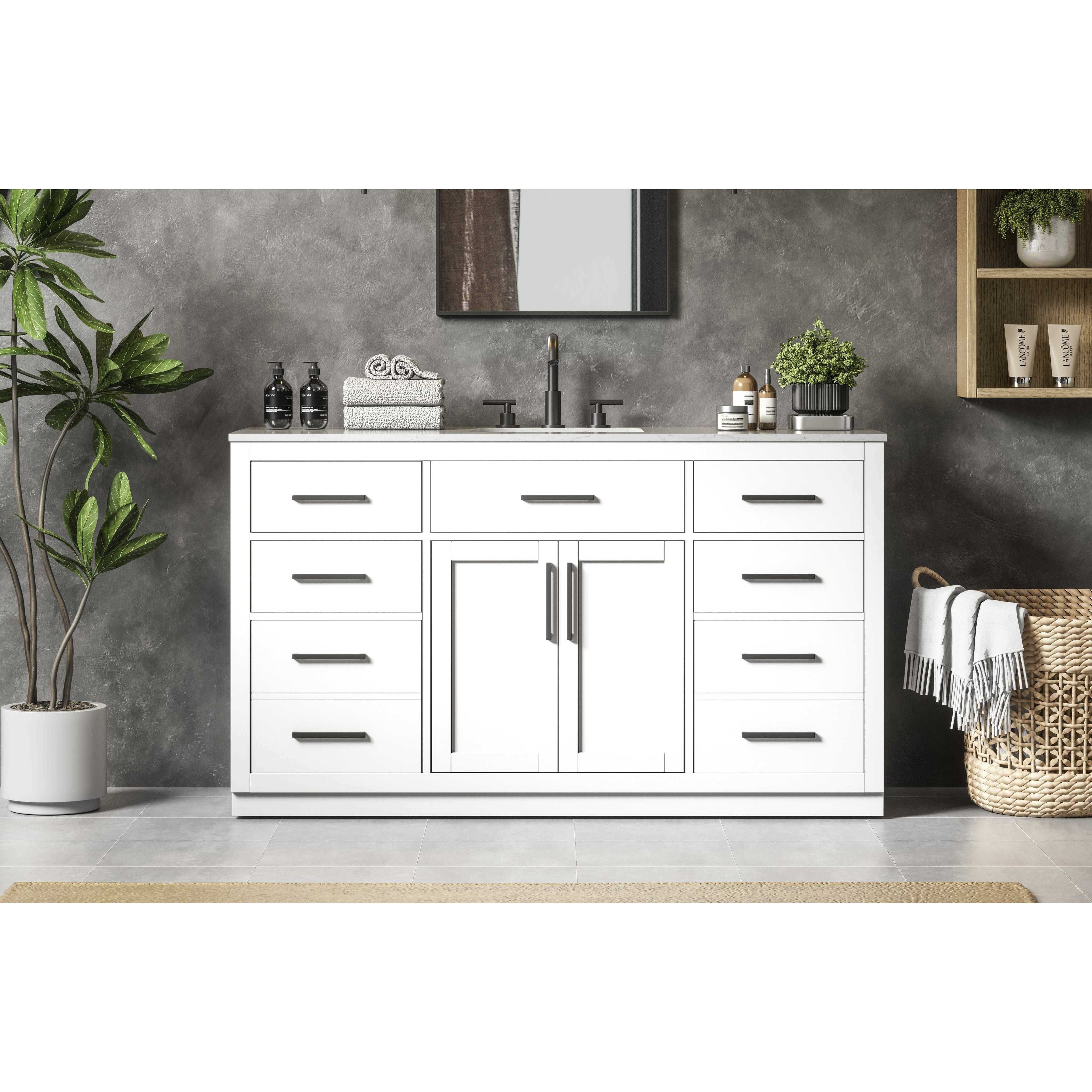 Alden 60 X 35 inch White Bathroom Vanity Cabinet