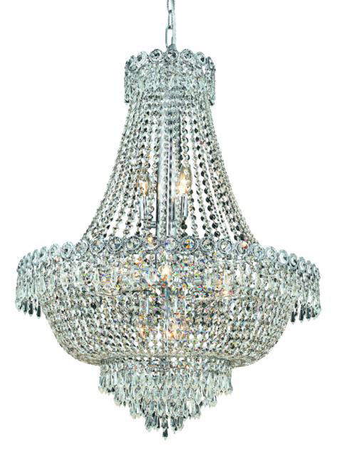 Century 12 Light 24 inch Chrome Dining Chandelier Ceiling Light in Royal Cut