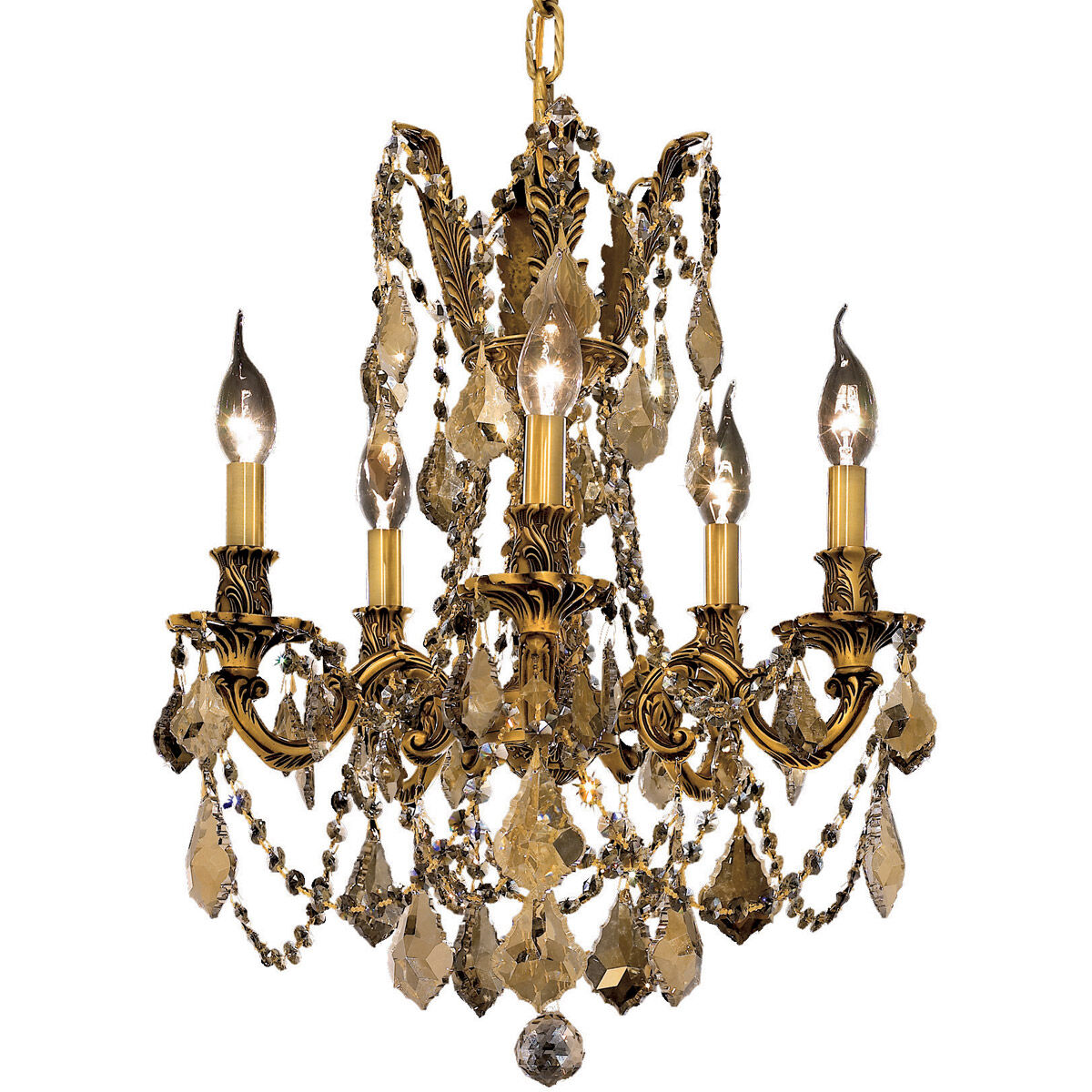 Rosalia 5 Light 18 inch French Gold Dining Chandelier Ceiling Light in Golden Teak, Royal Cut