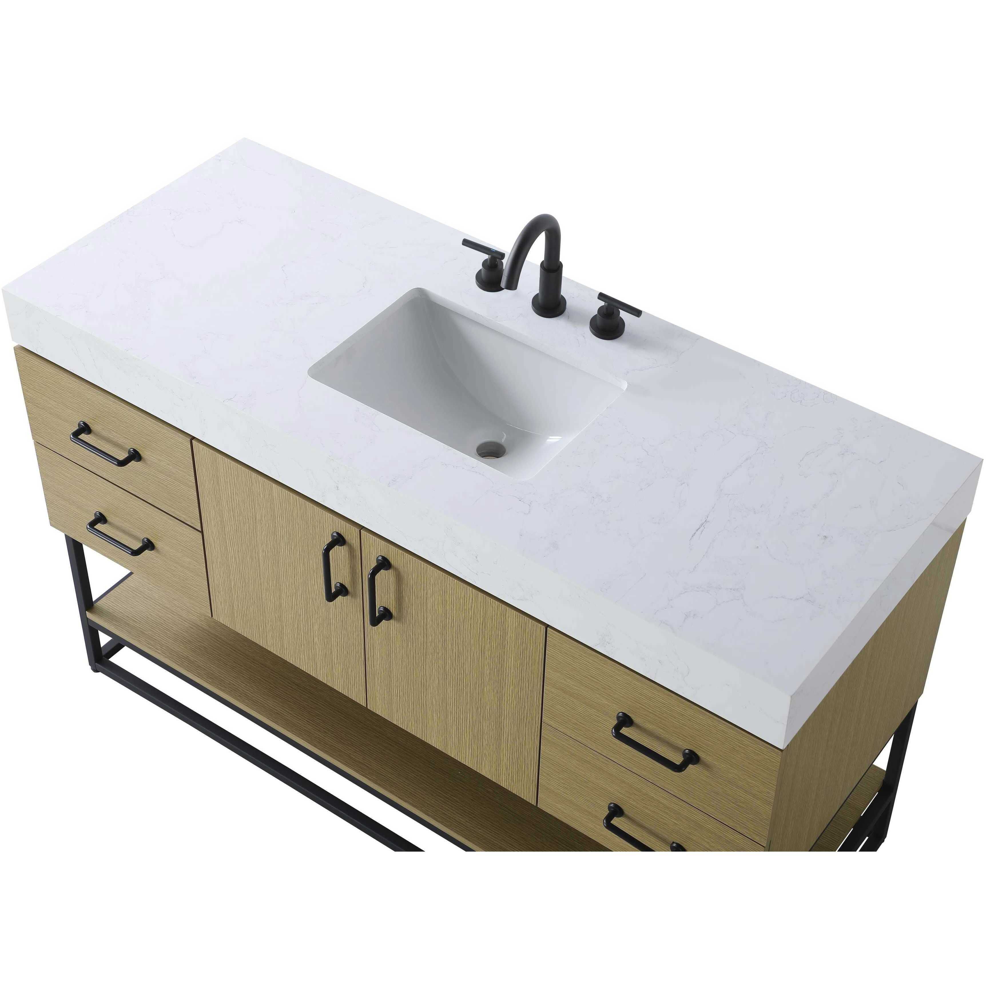 Caroline 54 X 34 inch Honey Brown Bathroom Vanity Cabinet