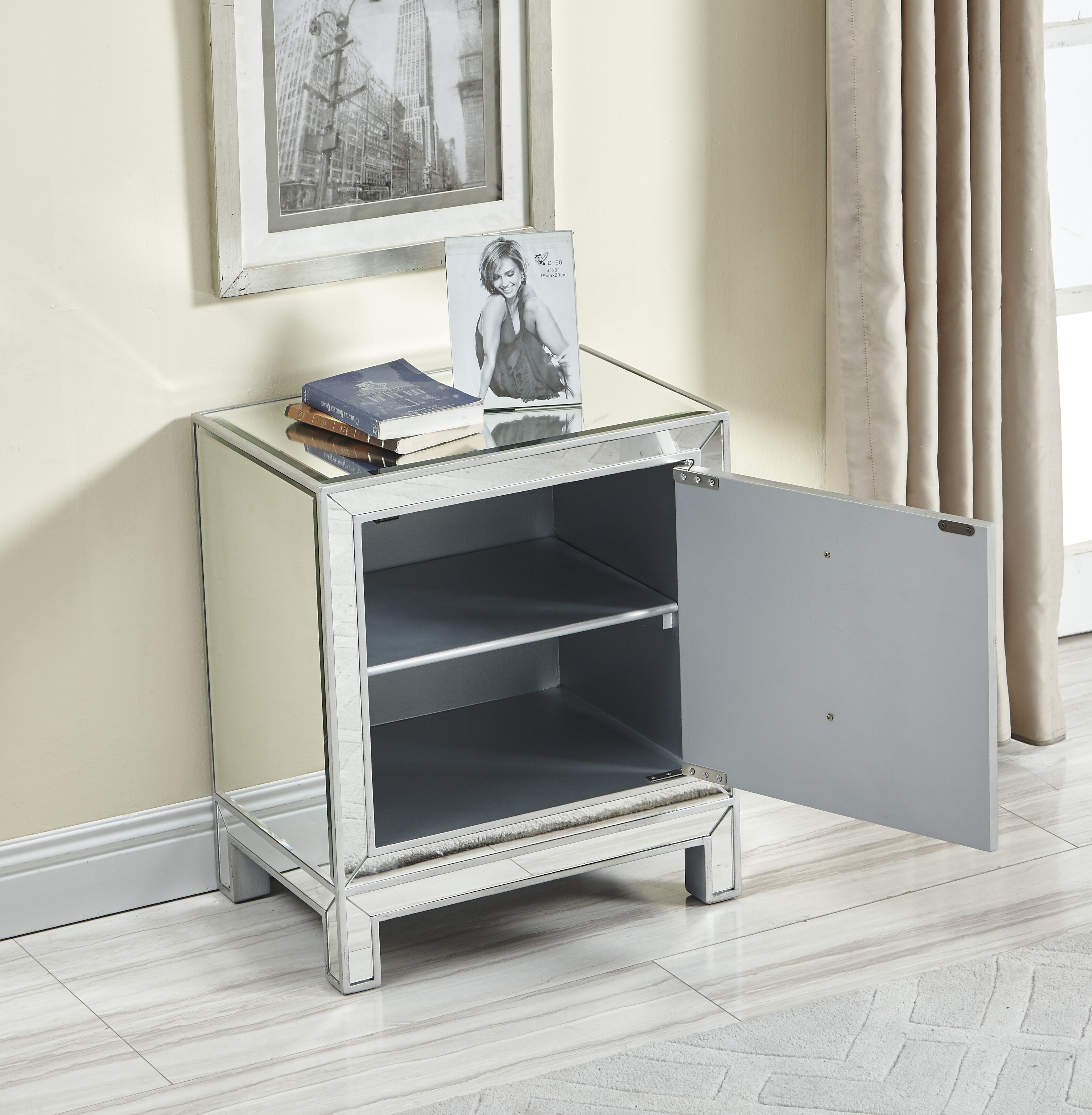 Reflexion 24 X 21 inch Antique Silver Nightstand in Antique Sliver 