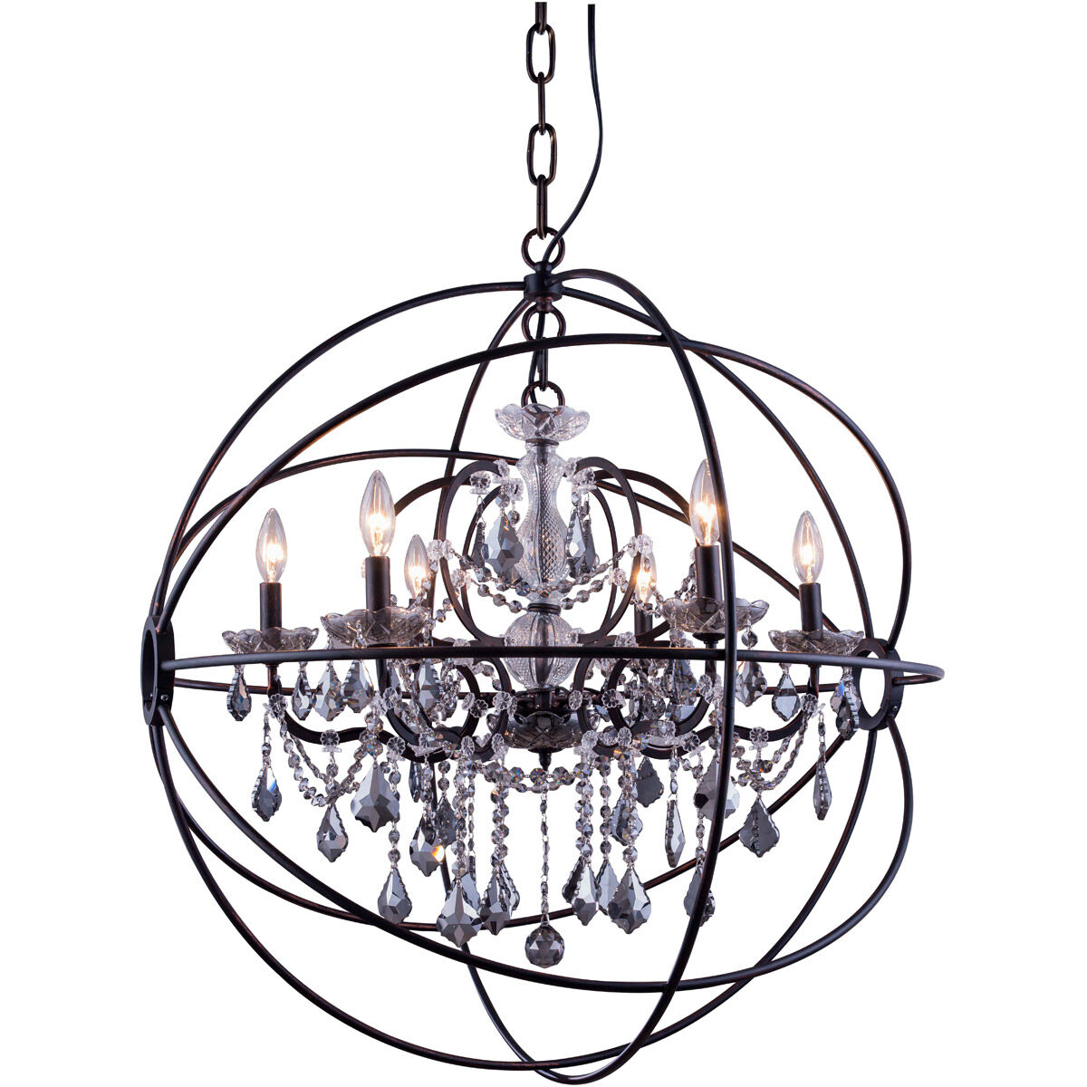 Geneva 6 Light 32 inch Dark Bronze Pendant Ceiling Light in Silver Shade, Urban Classic