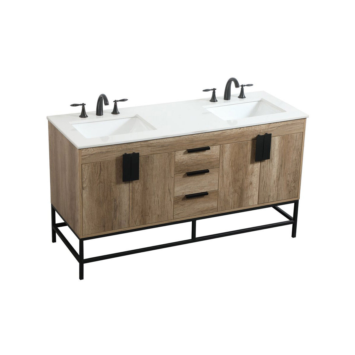 Eugene 60 X 22 X 33.5 inch Natural Oak Vanity Sink Set
