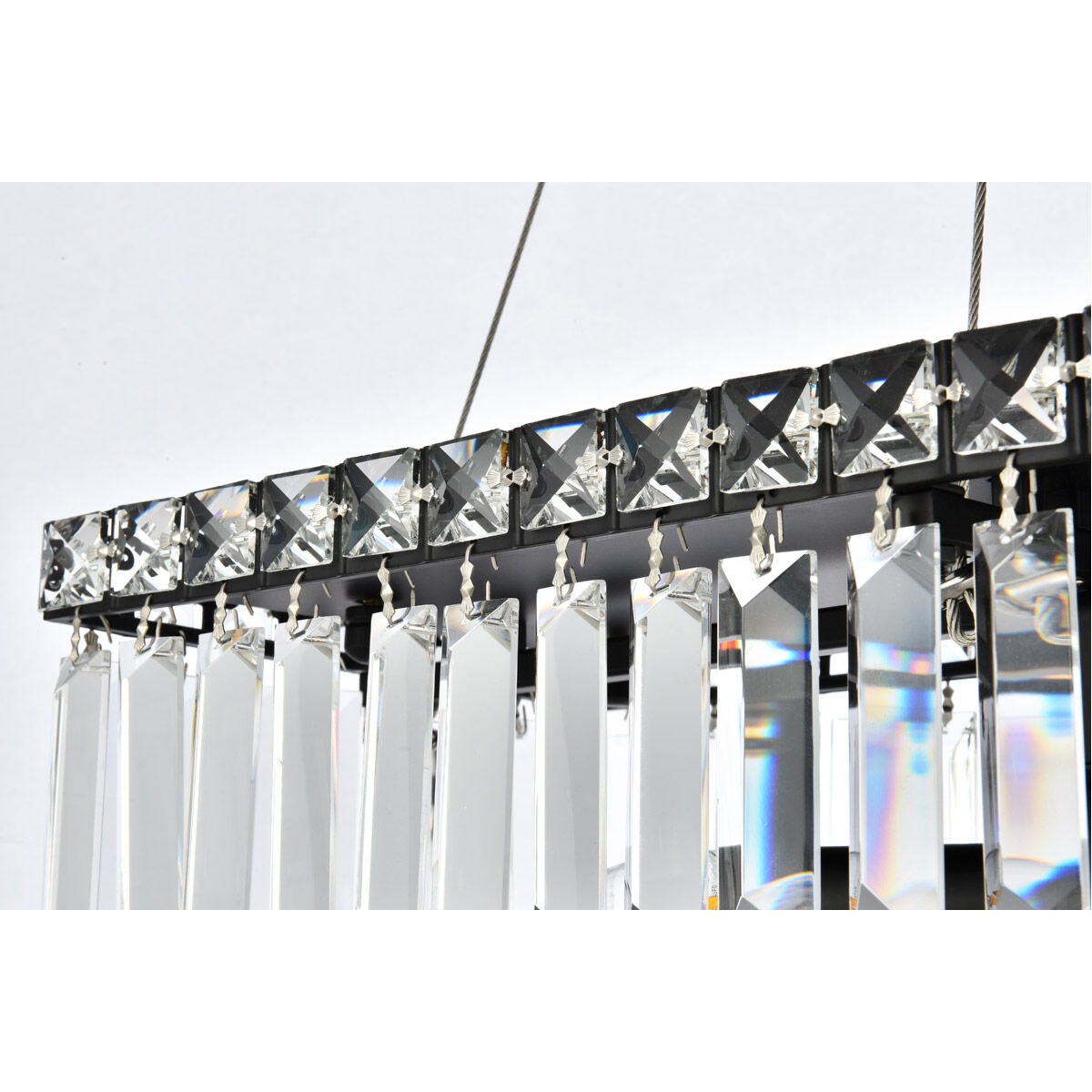 Maxime 4 Light 20 inch Black and Clear Linear Chandelier Ceiling Light in Royal Cut
