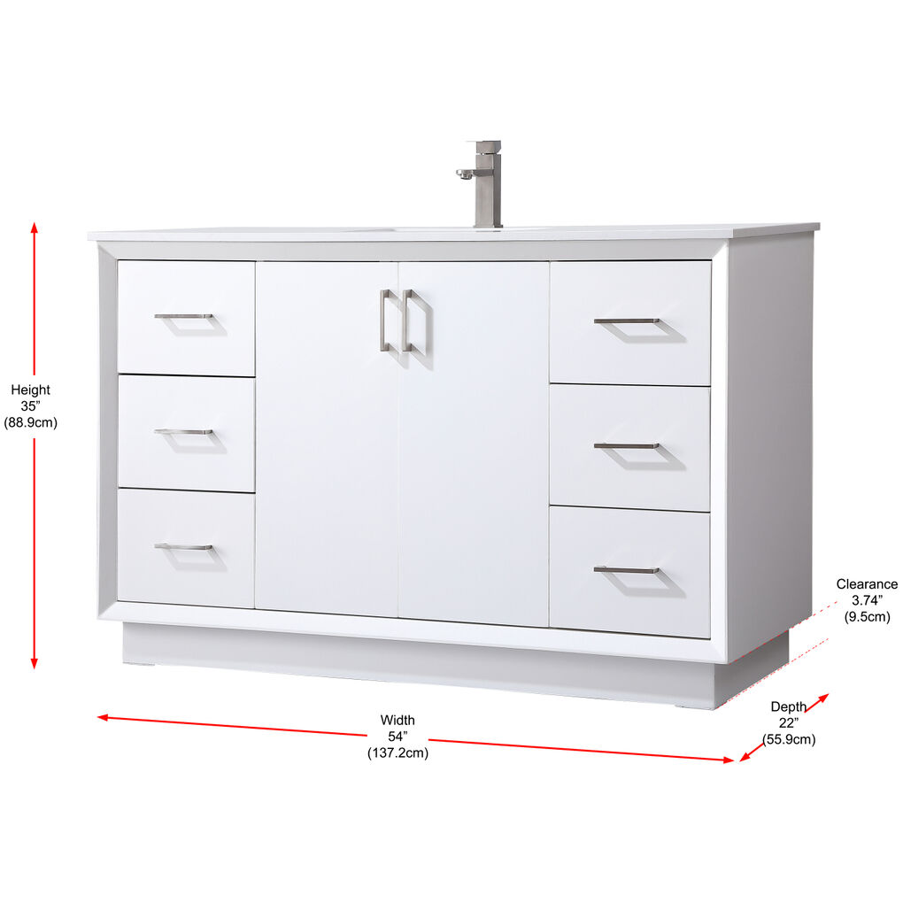 Hayes 54 X 22 X 35 inch White Vanity Sink Set