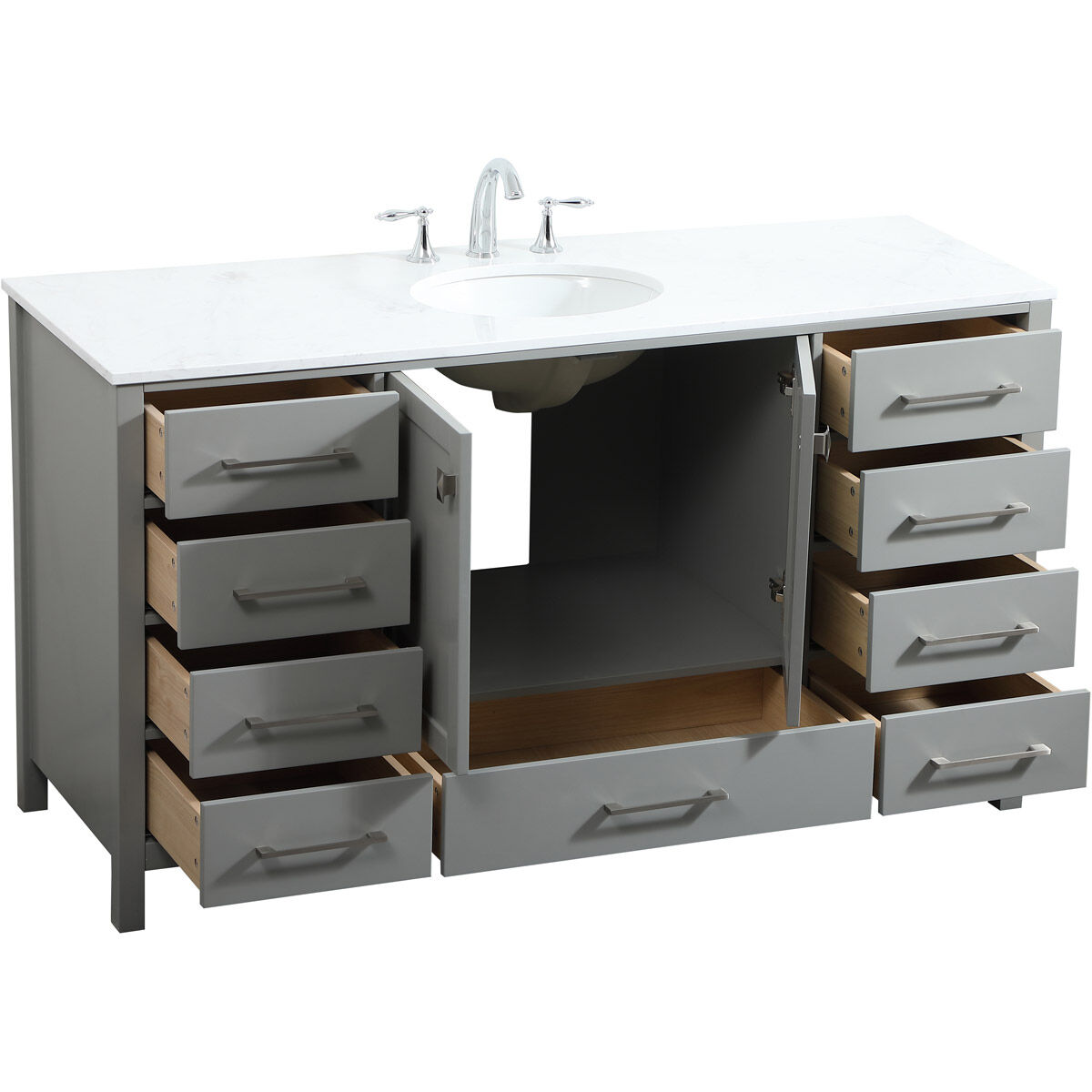 Irene 60 X 22 X 34 inch Grey Vanity Sink Set