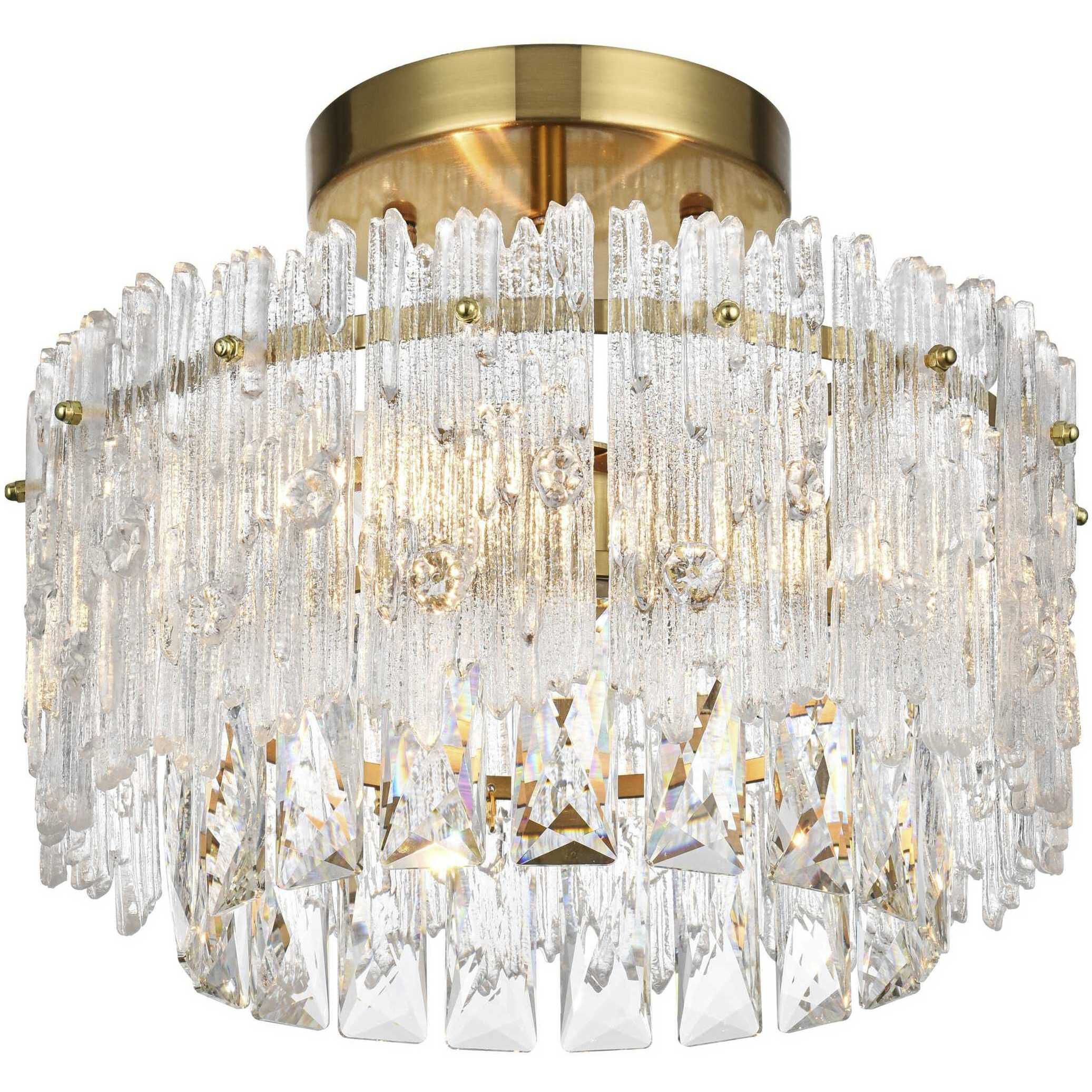 Emilia 3 Light 12 inch Satin Gold Flush Mount Ceiling Light