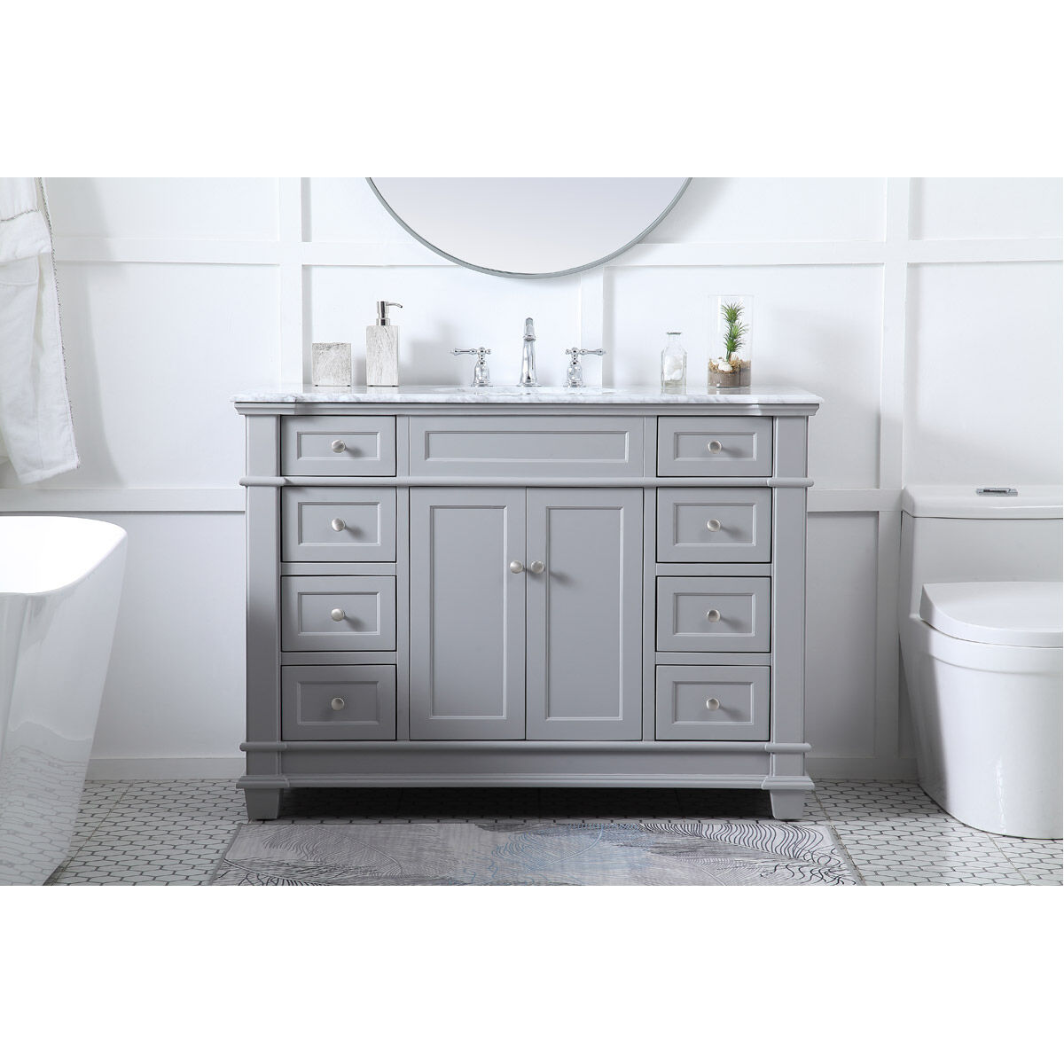 Wesley 48 X 21.5 X 35 inch Grey Vanity Sink Set in Gray