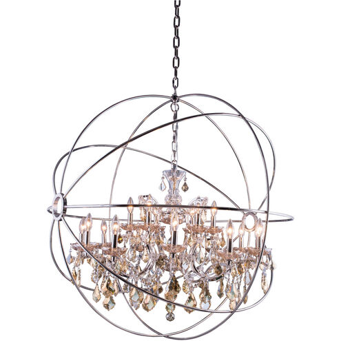 Geneva 18 Light 44 inch Polished Nickel Pendant Ceiling Light in Golden Teak, Urban Classic