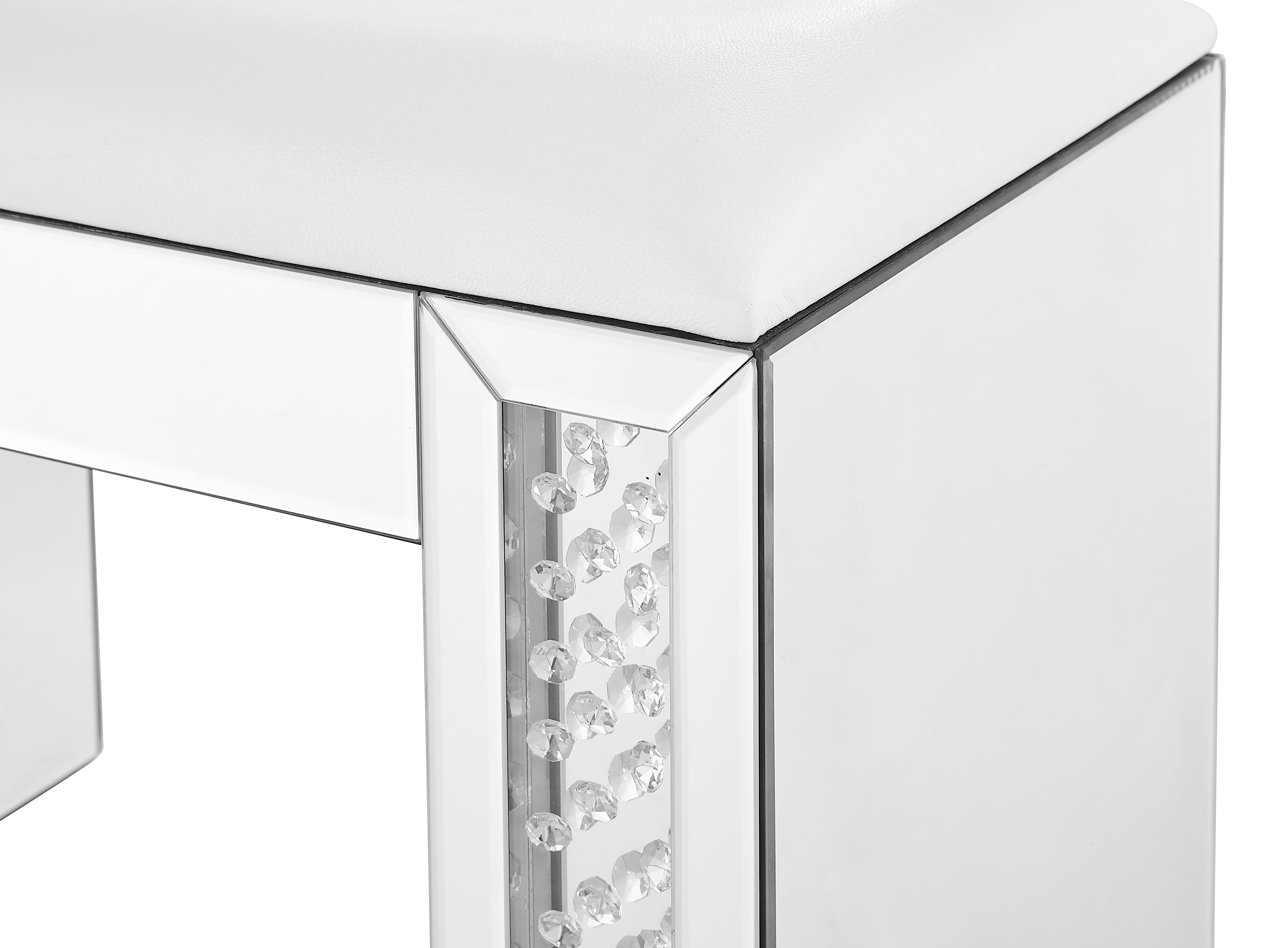 Modern 19 inch Clear Mirror and Crystal Vanity stool