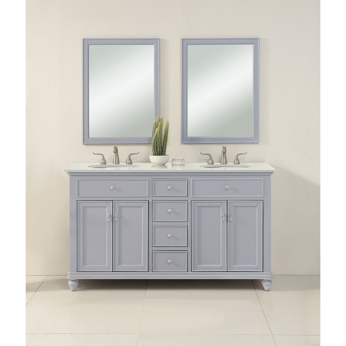 Otto 60 X 21 X 35 inch Grey Vanity Sink Set